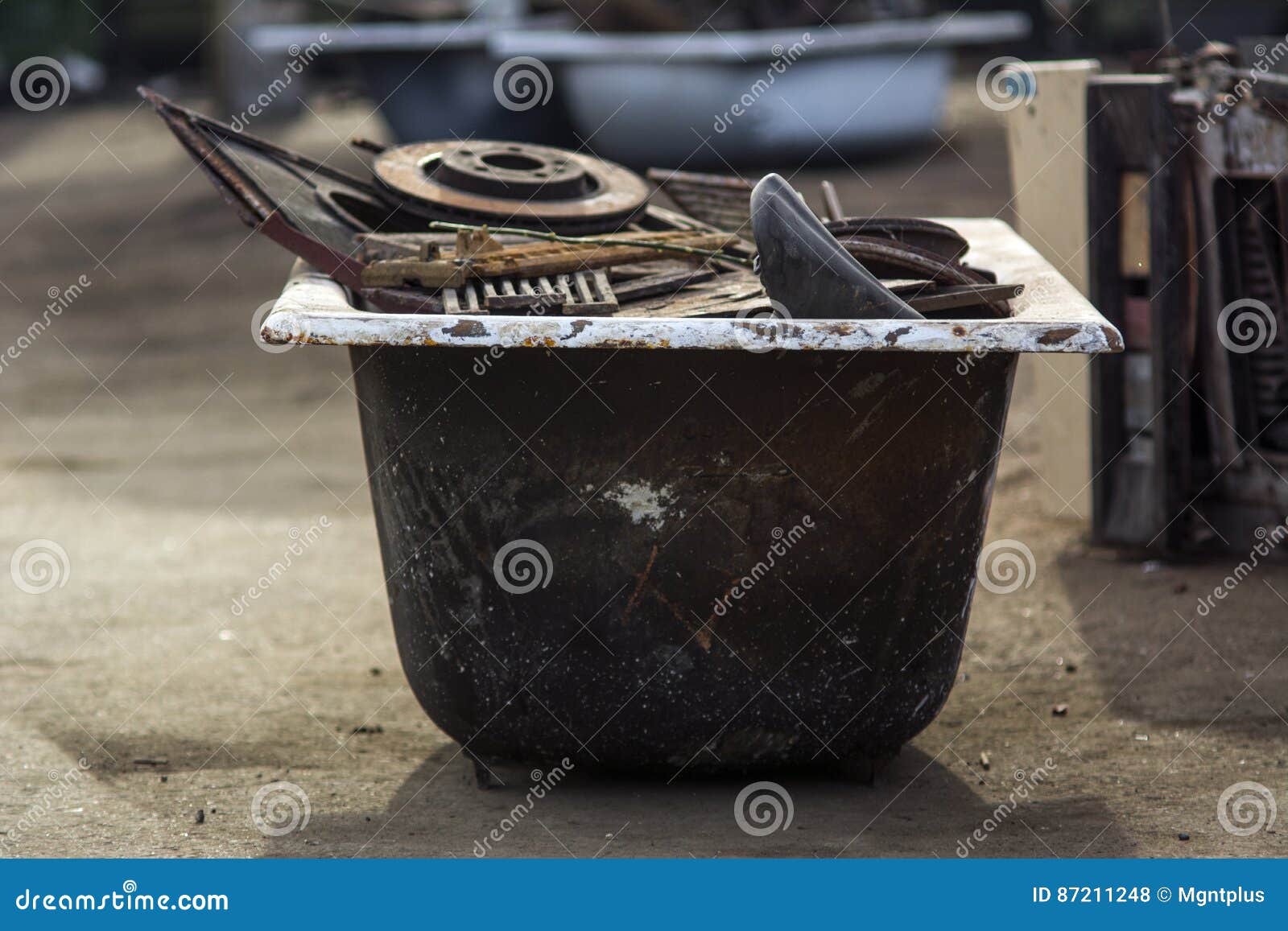 Scrap metal in the bath stock photo. Image of bunch, scrap 87211248
