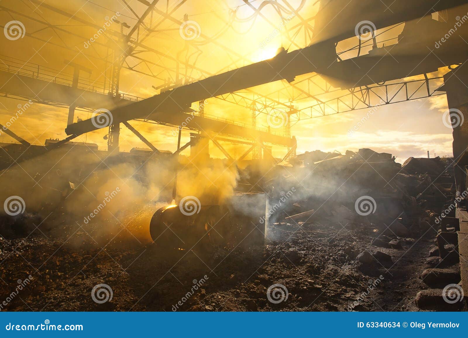 Scrap Metal And Smoke Stock Photo Image Of Industry 63340634