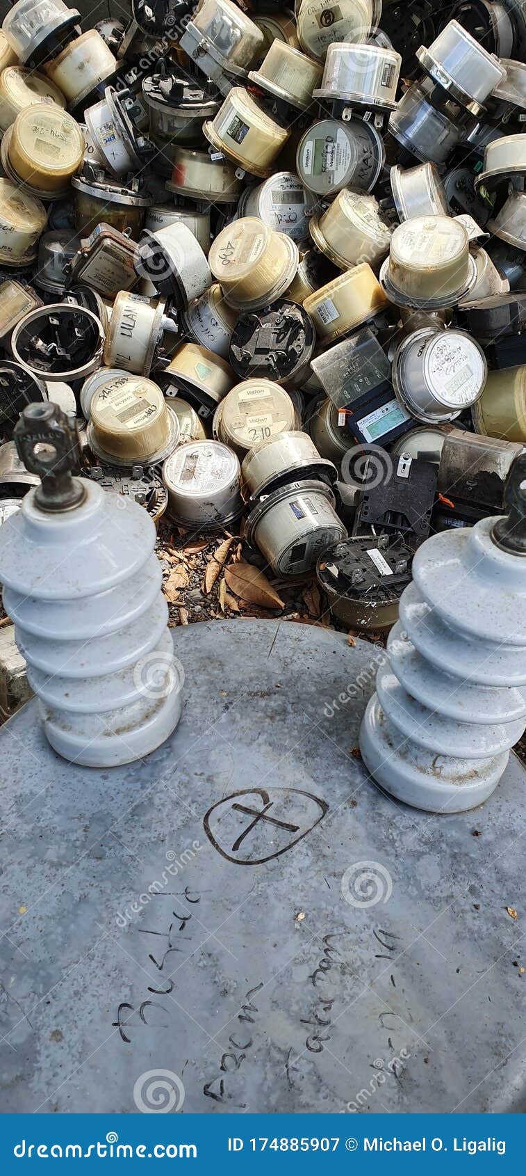 Scrap Power Transformer and Electric Meter Reader Stock Image Image