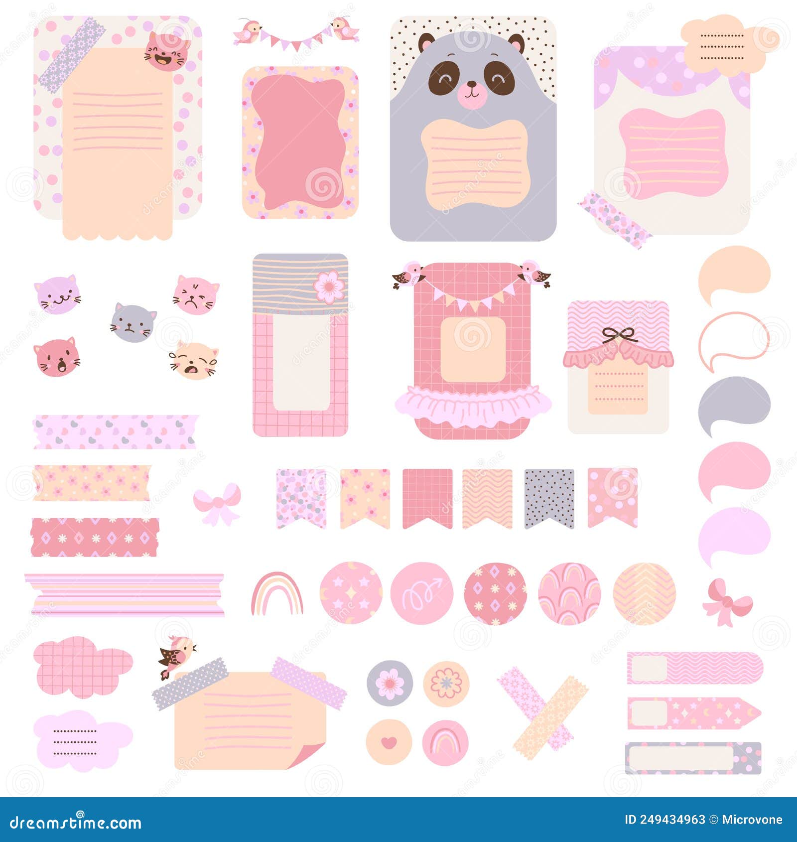 Scrapbook Cute Elements. Beauty Sticker Notes, Kids Planning or Journal  Note Stickers Stock Vector - Illustration of plan, note: 249434963