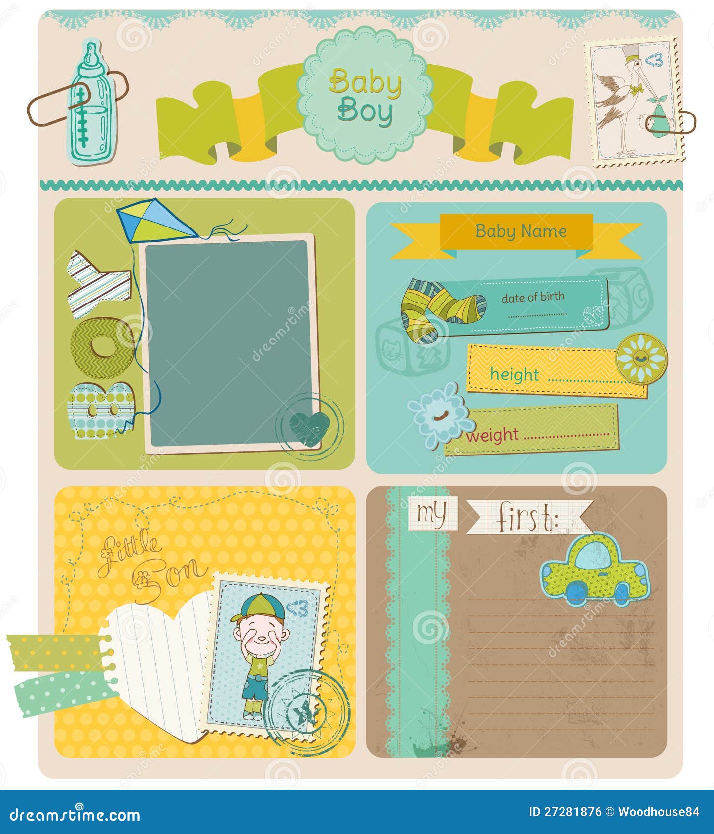 Scrapbook Design Elements - Baby Boy Royalty Free Stock Image - Image