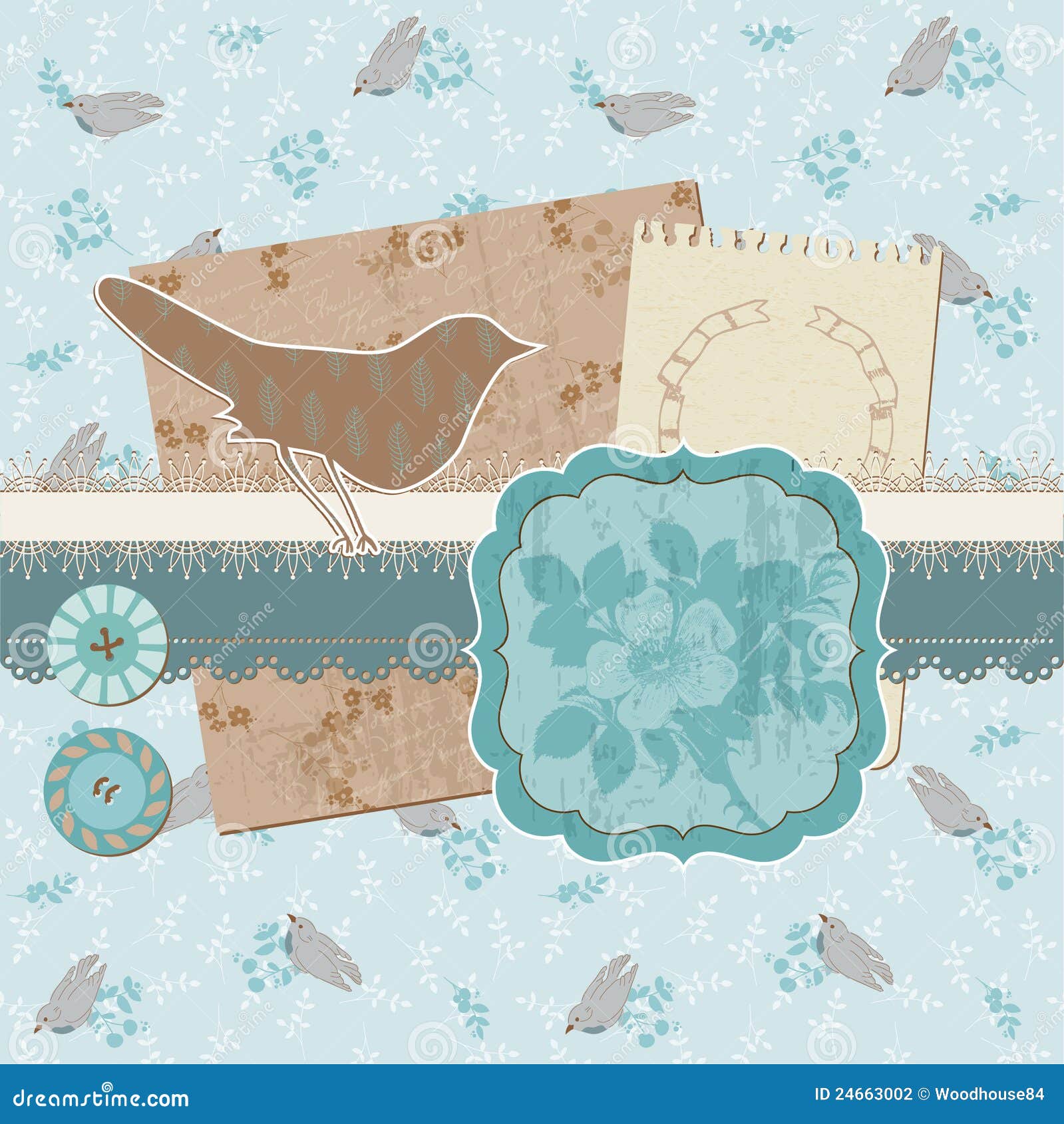 Scrapbook Design Elements Vintage Birds Stock Vector Illustration