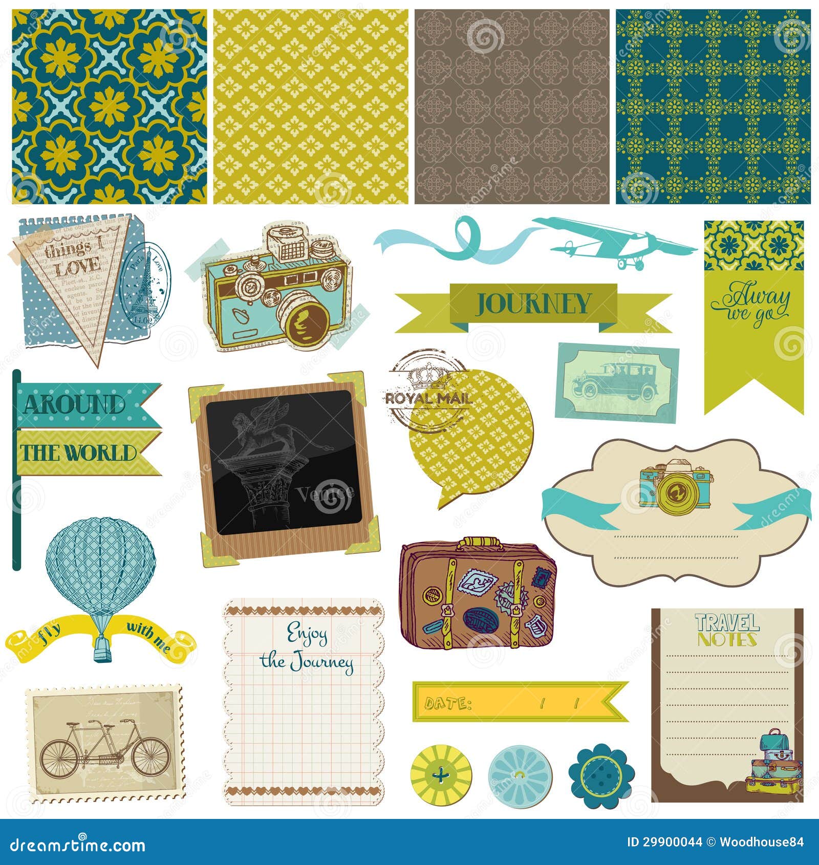 Vintage Travel Set stock vector. Illustration of ribbon - 29900044