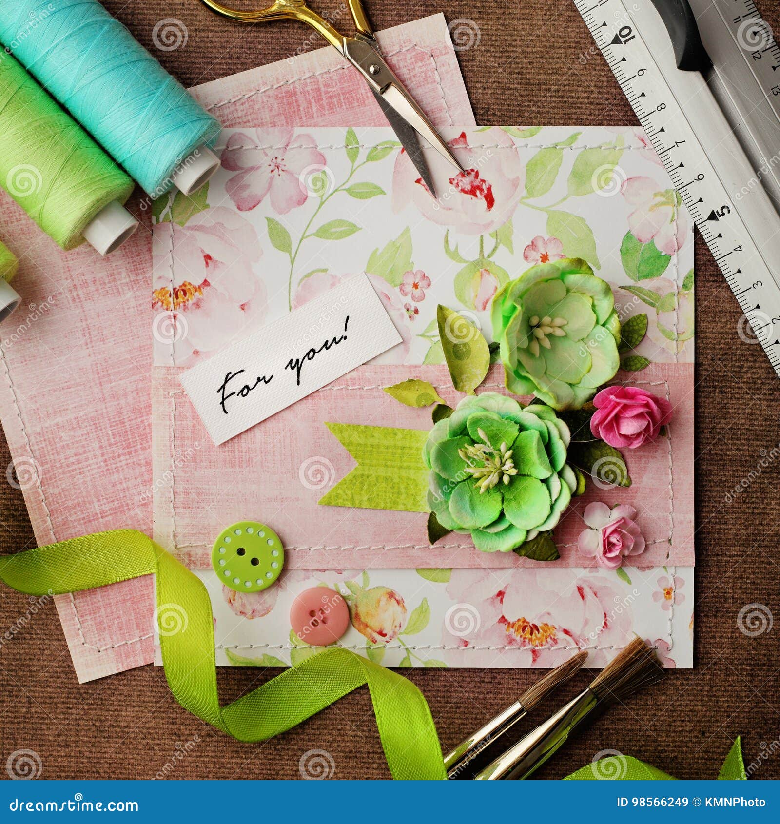 Scrapbook materials stock image. Image of buttons, embellishment 98566249