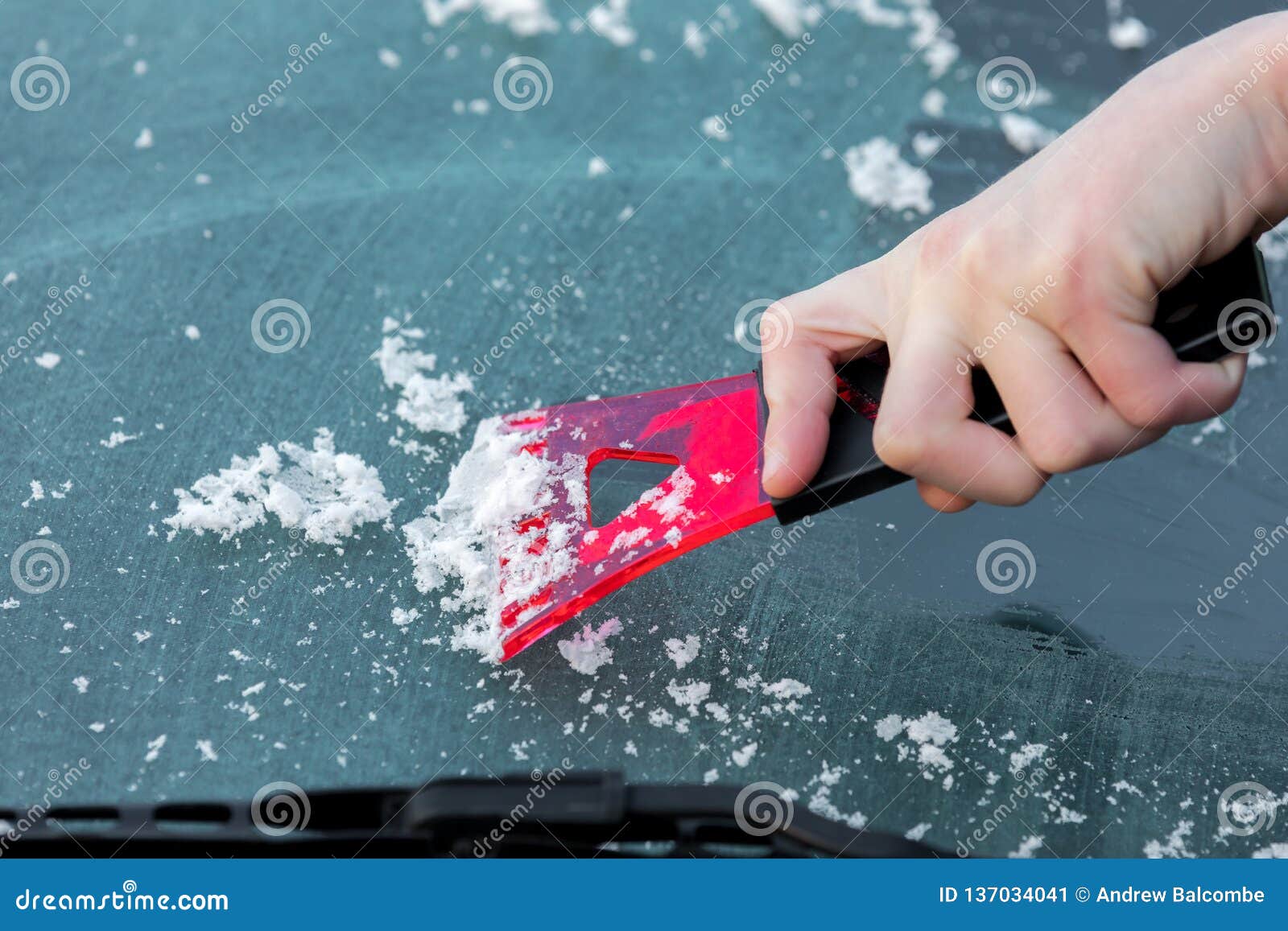 Scraping Ice from Windshield of Car Stock Image Image of driver