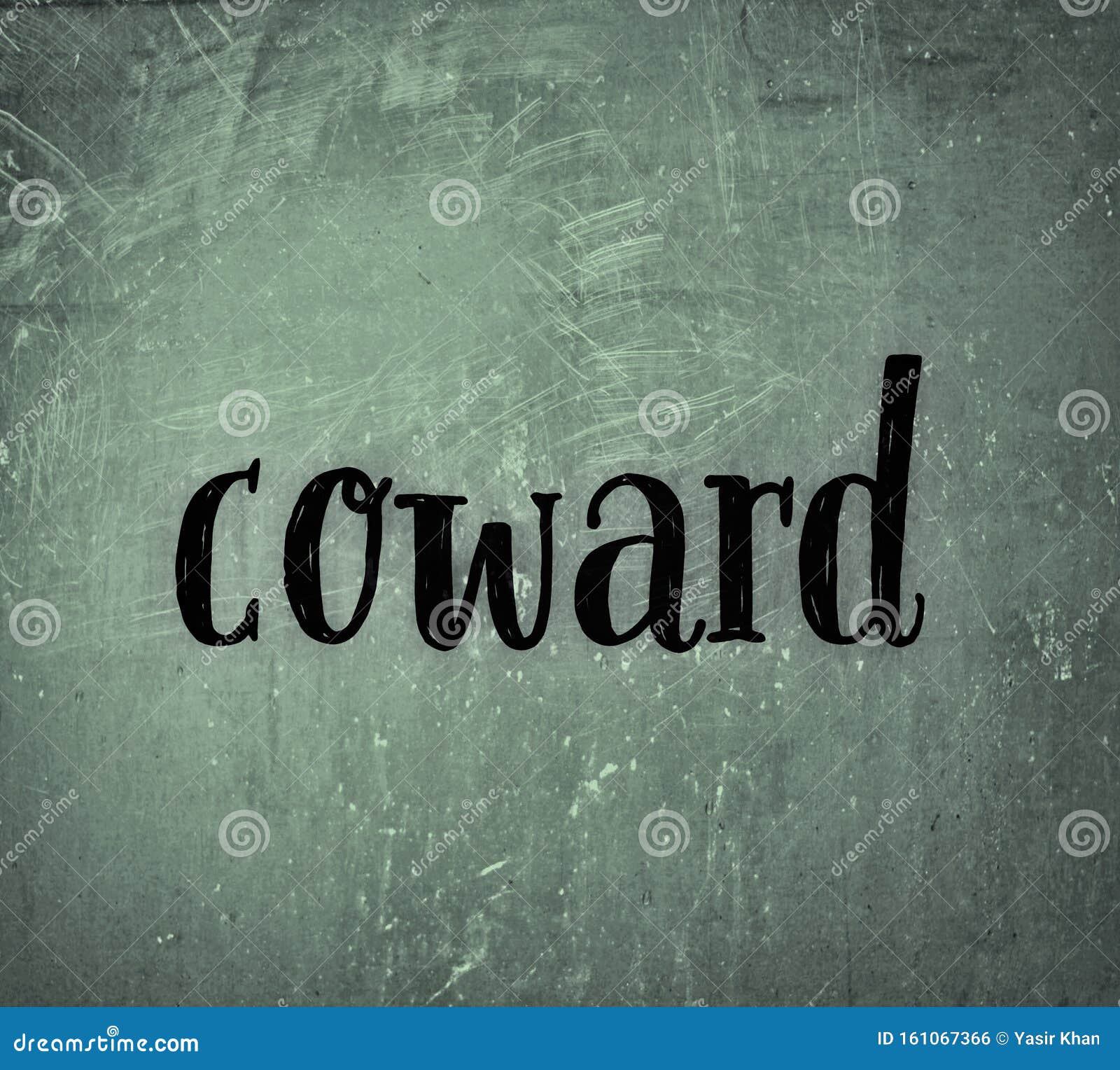 scratch and grunge background the word coward in black color