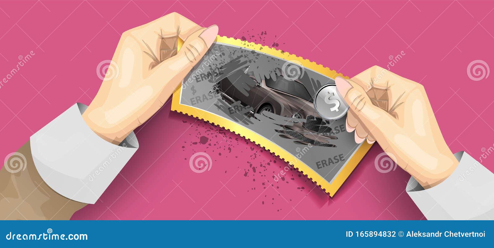 Scratch Lottery Ticket Template. Scratch Lottery in Hands Isolated