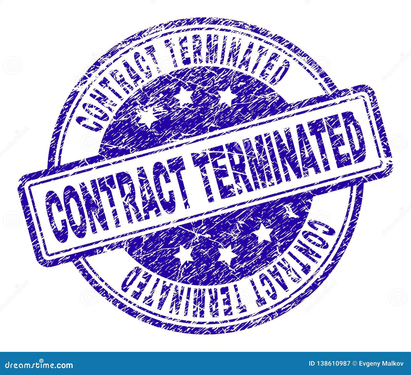 Scratched Textured CONTRACT TERMINATED Stamp Seal Stock Vector