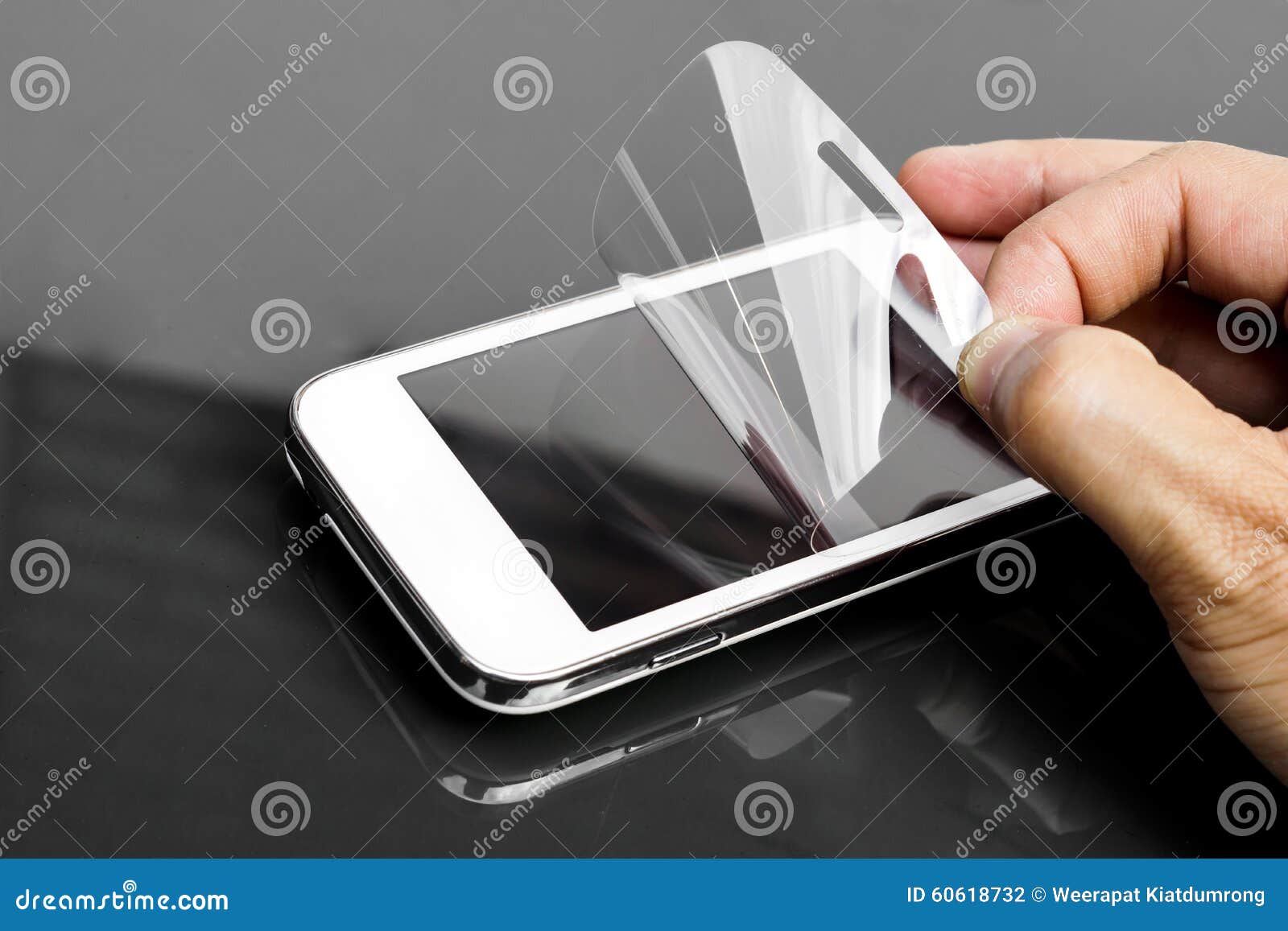 Scratchproof Film on Smartphone Stock Photo Image of hand, clear