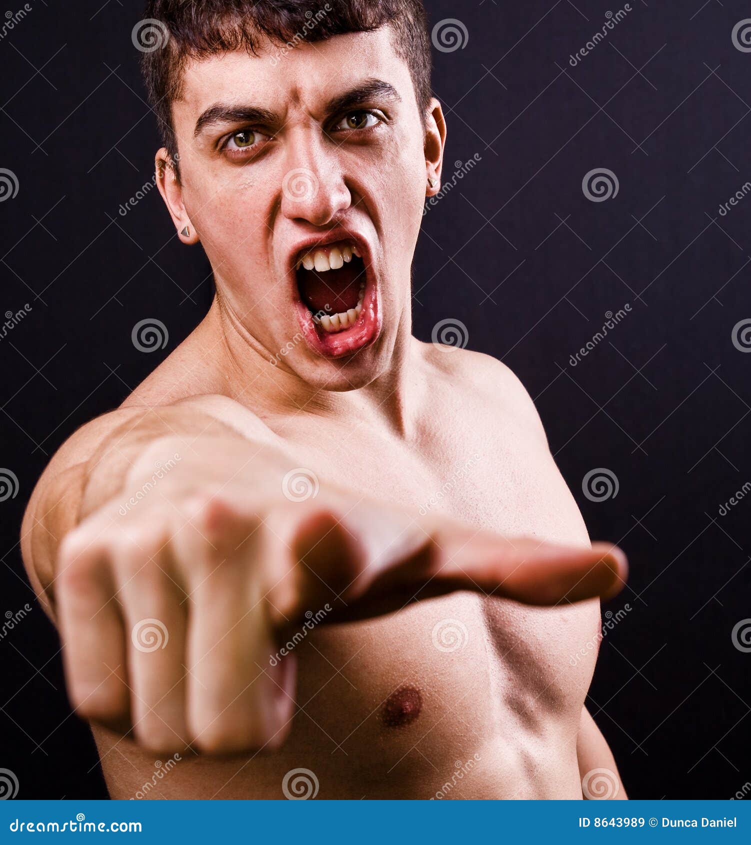 scream of furious angry violent man