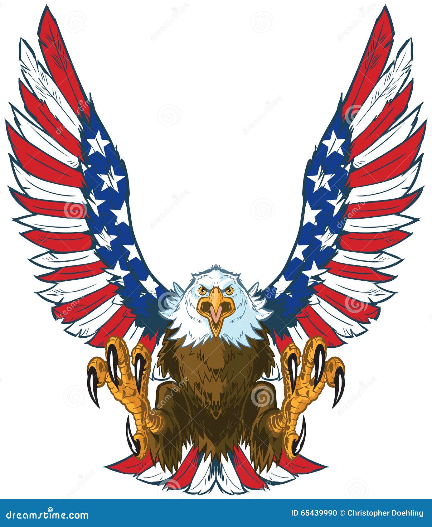 screaming eagle with american flag wings  clip art