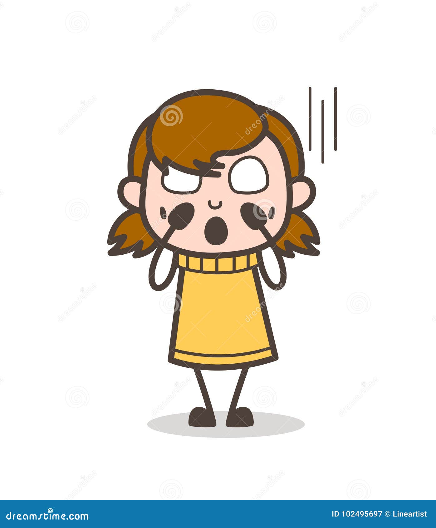 Screaming Face in Fear - Cute Cartoon Girl Illustration Stock Illustration  - Illustration of child, innocent: 102495697