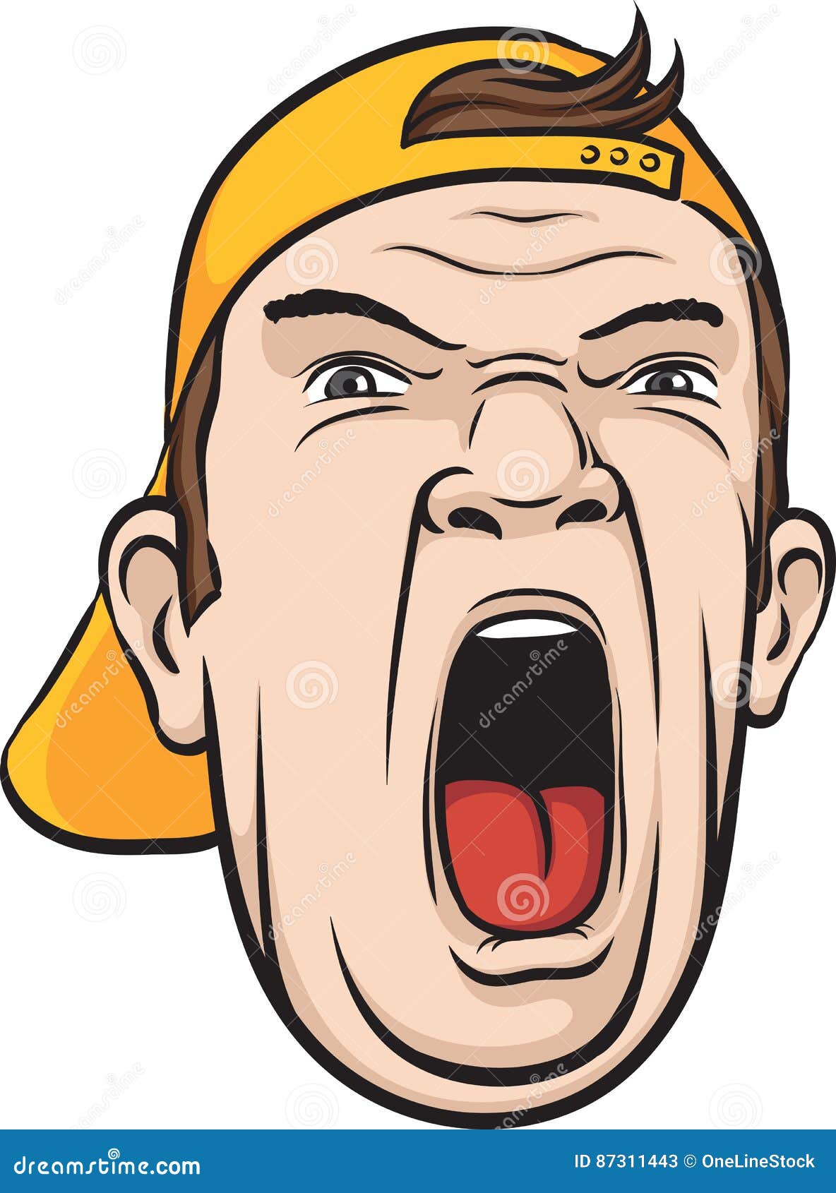 Screaming man face stock vector. Illustration of cartoon - 87311443