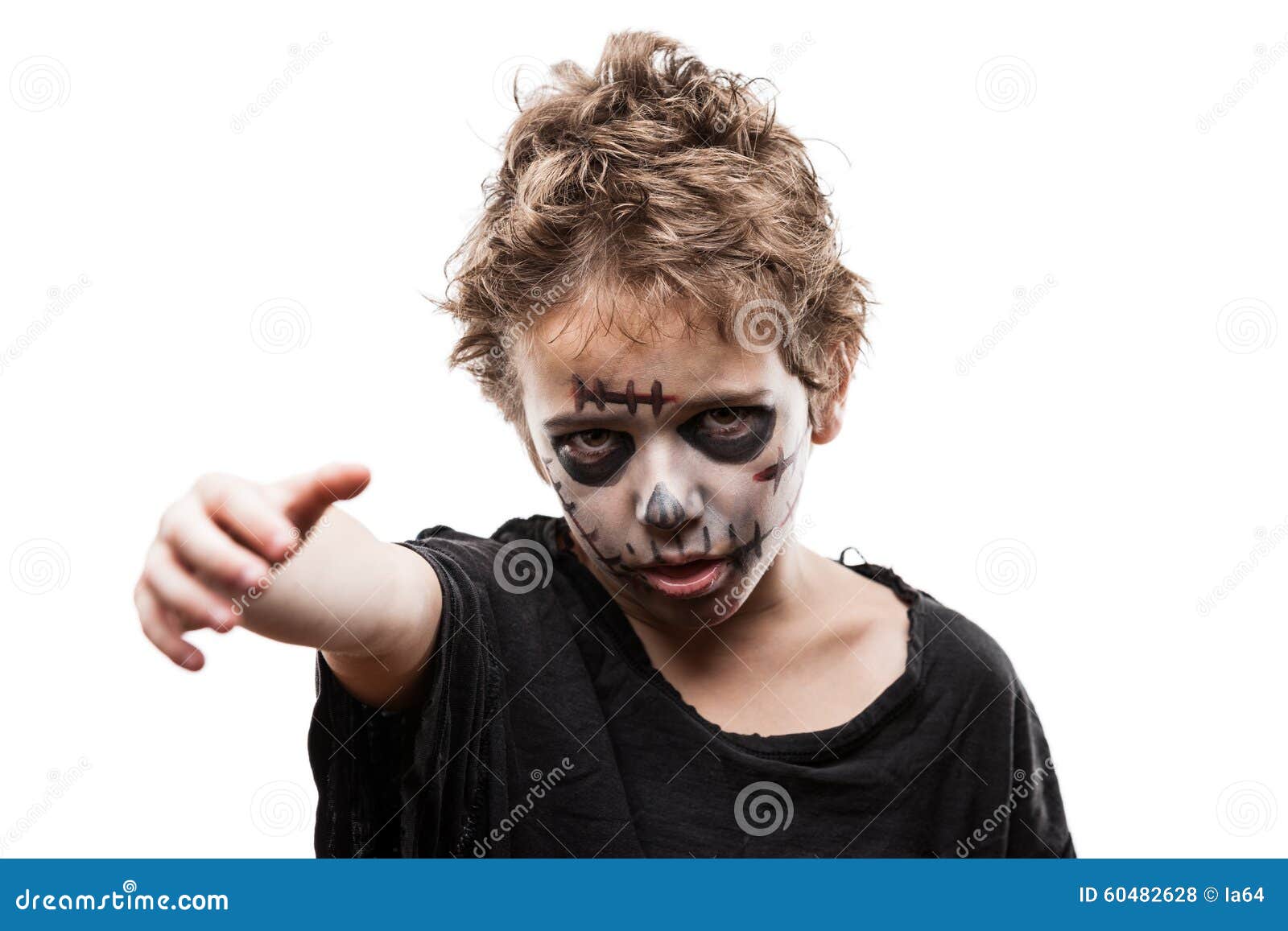 Screaming Walking Dead Zombie Child Boy Halloween Horror Costume Stock ...