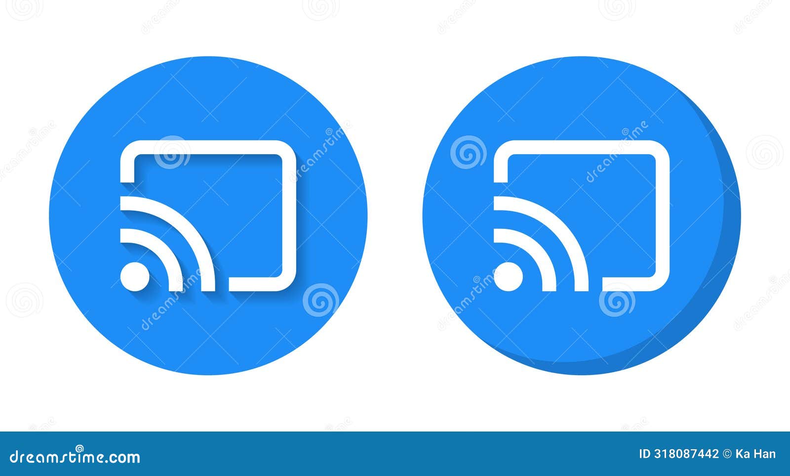 screen cast, screencast button icon with shadow
