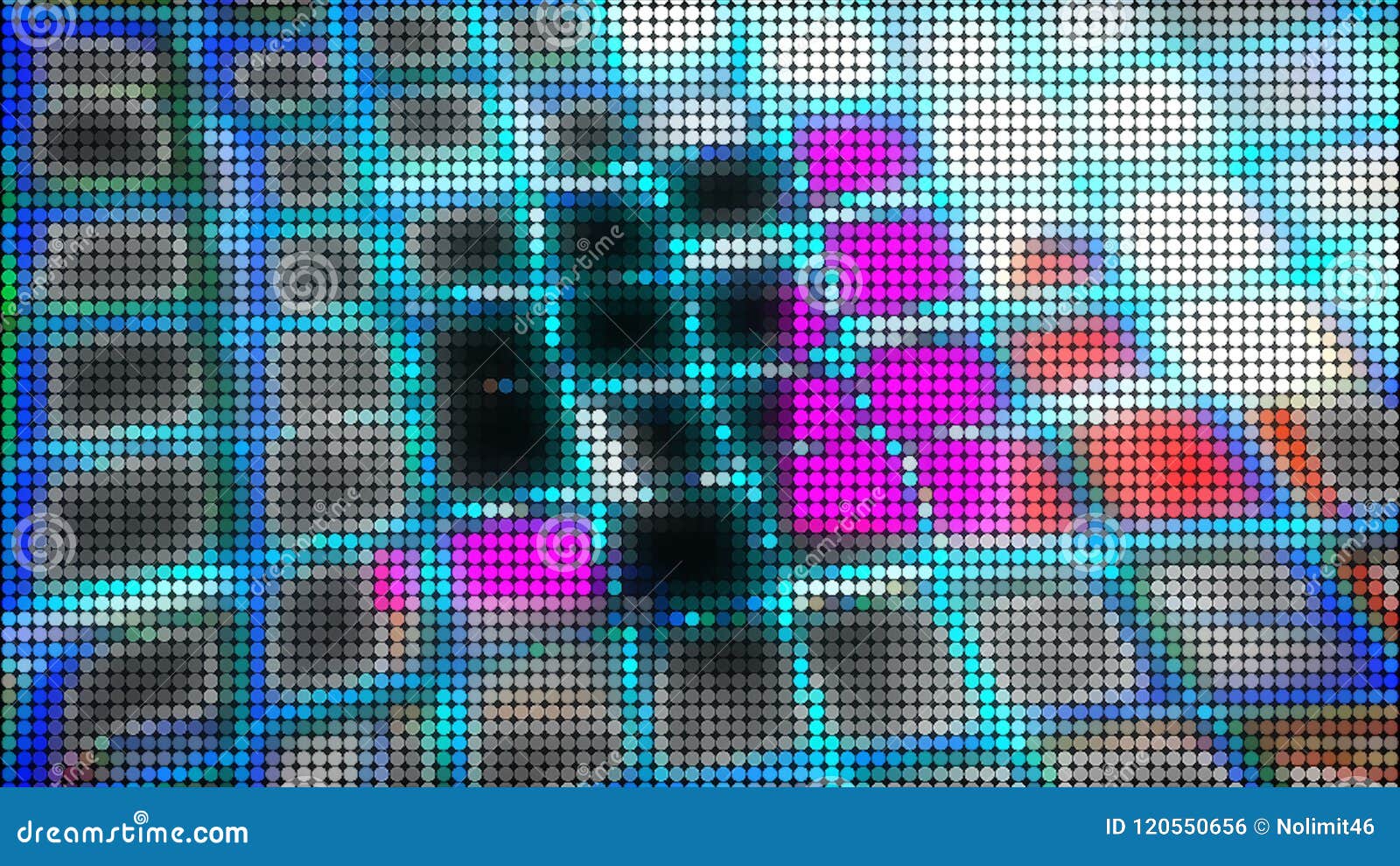 Screen Dots Abstract Bright Background, 3d Render Computer Generating