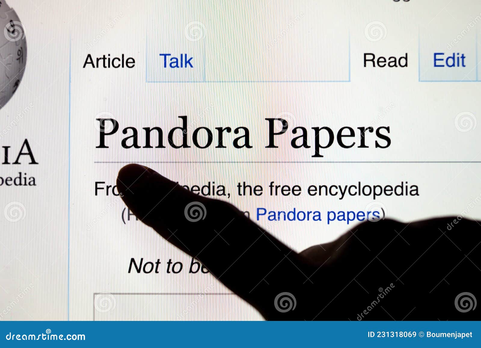 Screen with Finger Pointing at Wikipedia Search Pandora Papers. Editorial  Stock Image - Image of finger, documents: 231318069