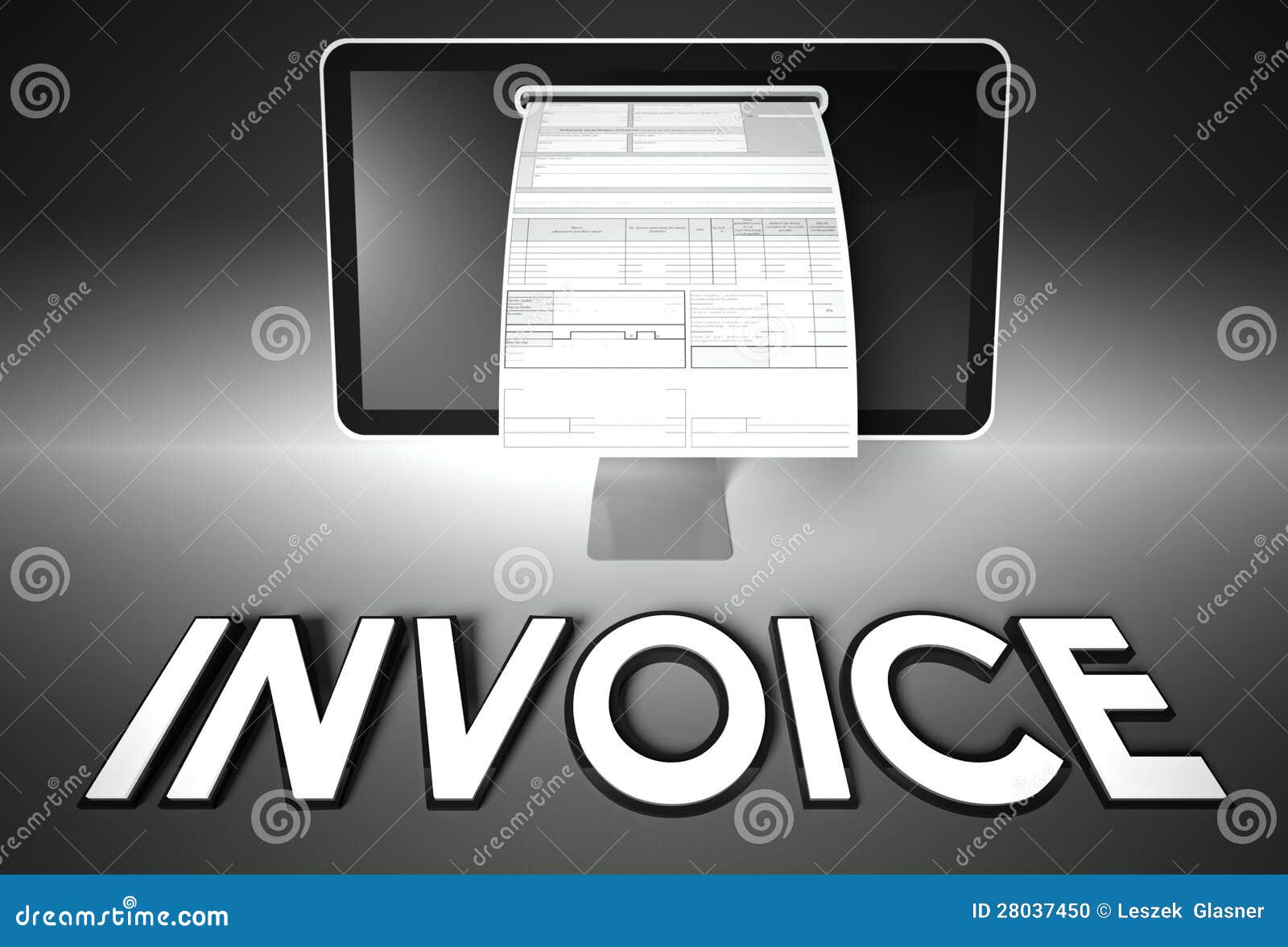 Screen and Invoice with Invoice, Tax Stock Photo Image of frame