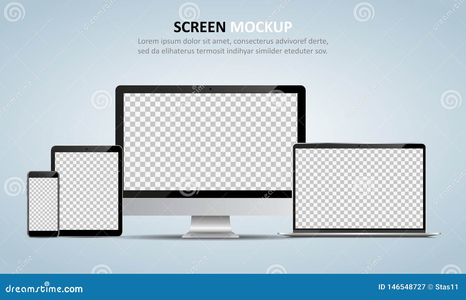 Download Screen Mockup Computer Monitor Laptop Tablet And Smartphone With Blank Screen For Design Stock Vector Illustration Of Cell Smartphone 146548727