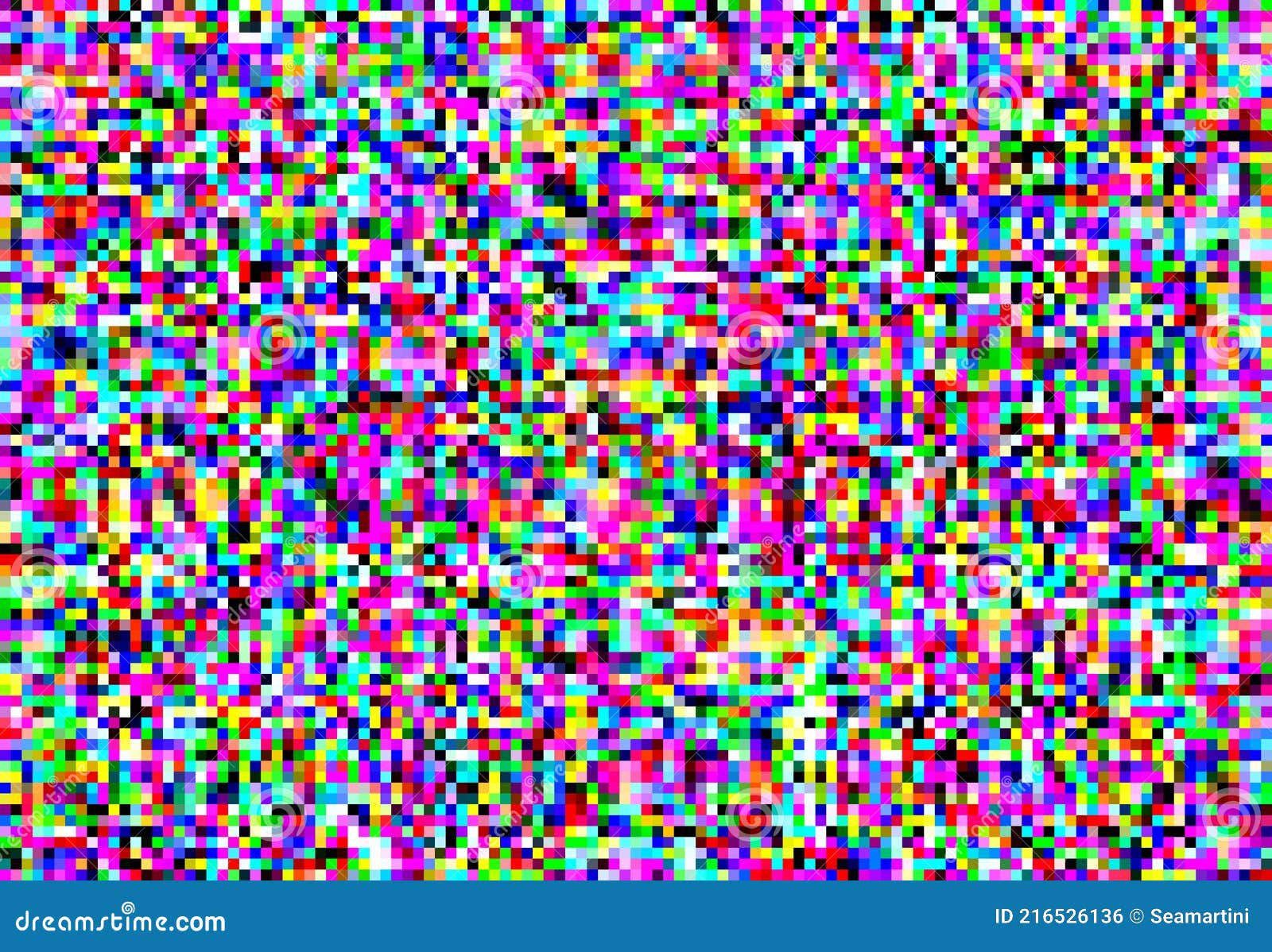 Digital Broken Screen Glitch Effect in Pixelated Style with