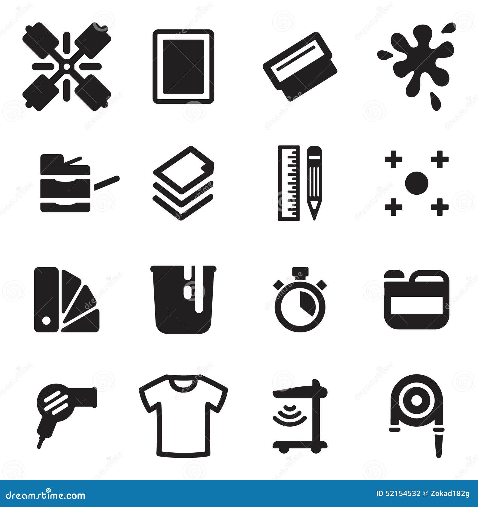 Screen Printing Icons stock vector. Image of kine, hose - 52154532
