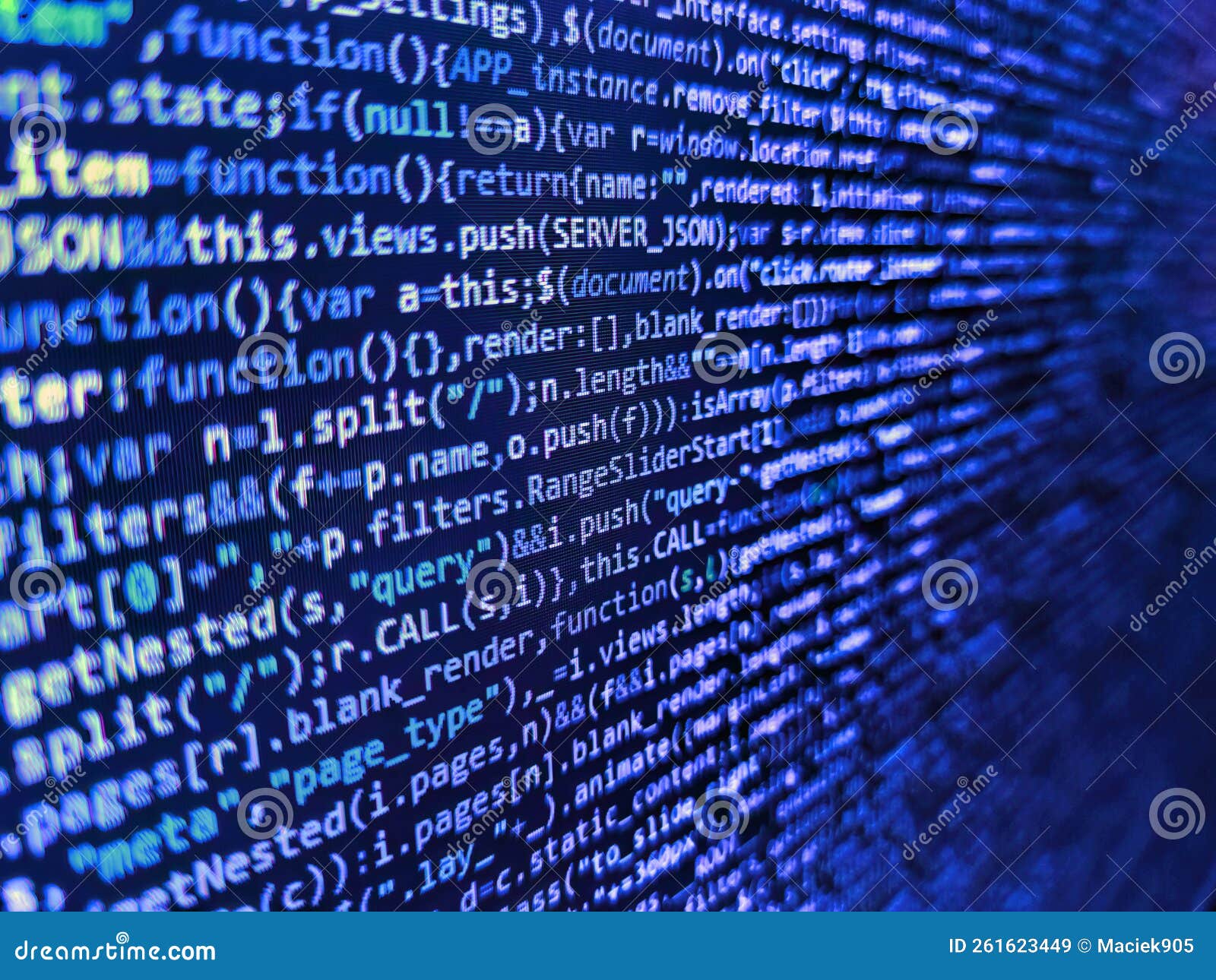 Screen of Web Developing Javascript Code. Digital Technology on Display ...
