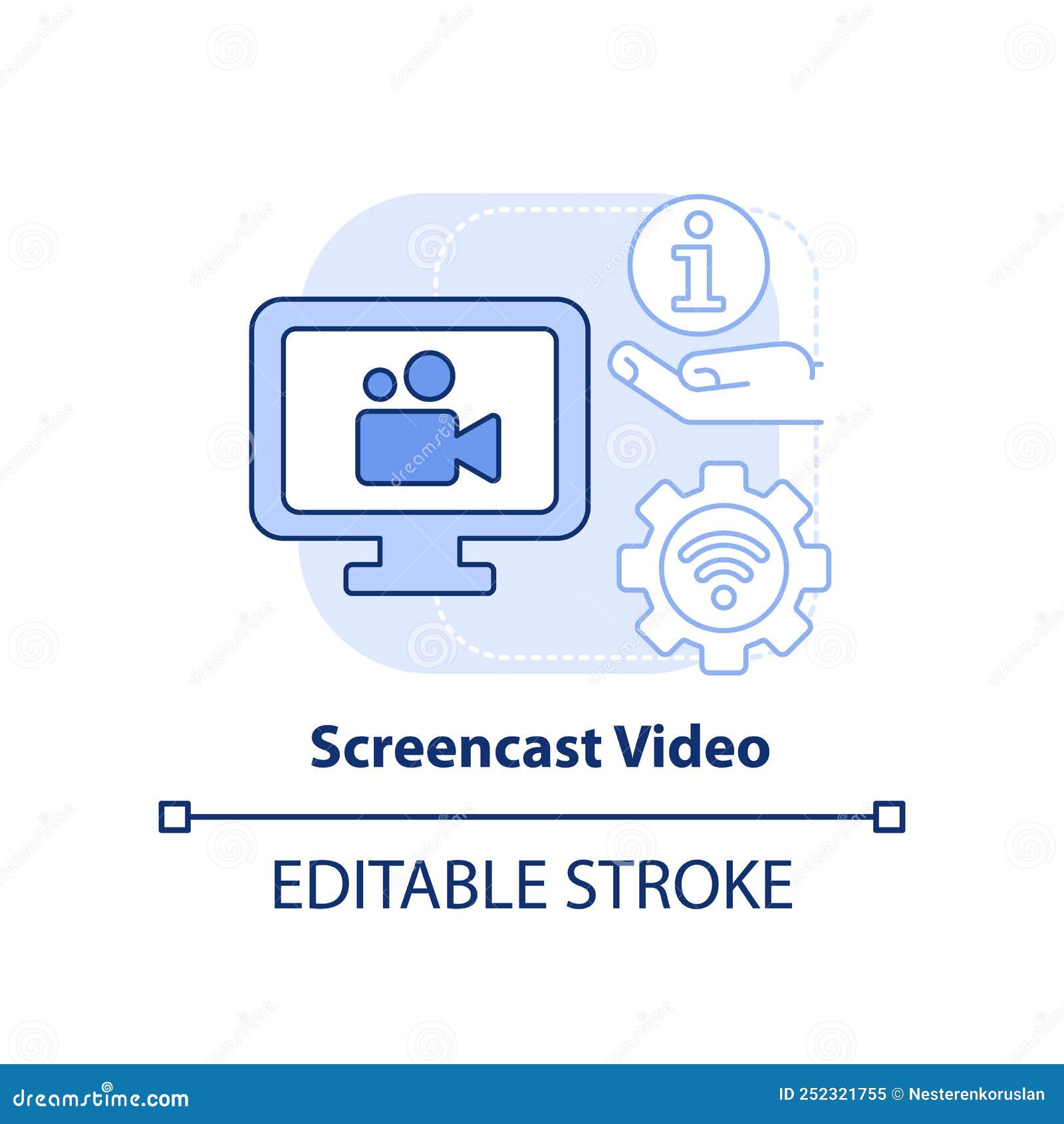 screencast video light blue concept icon