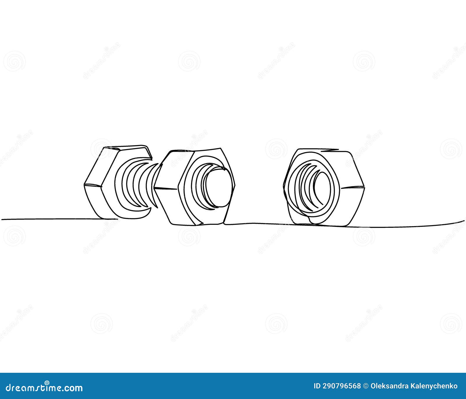 screw, bolt and nut, dowel, pin, pintle one line art. continuous line drawing of repair, professional, hand, people