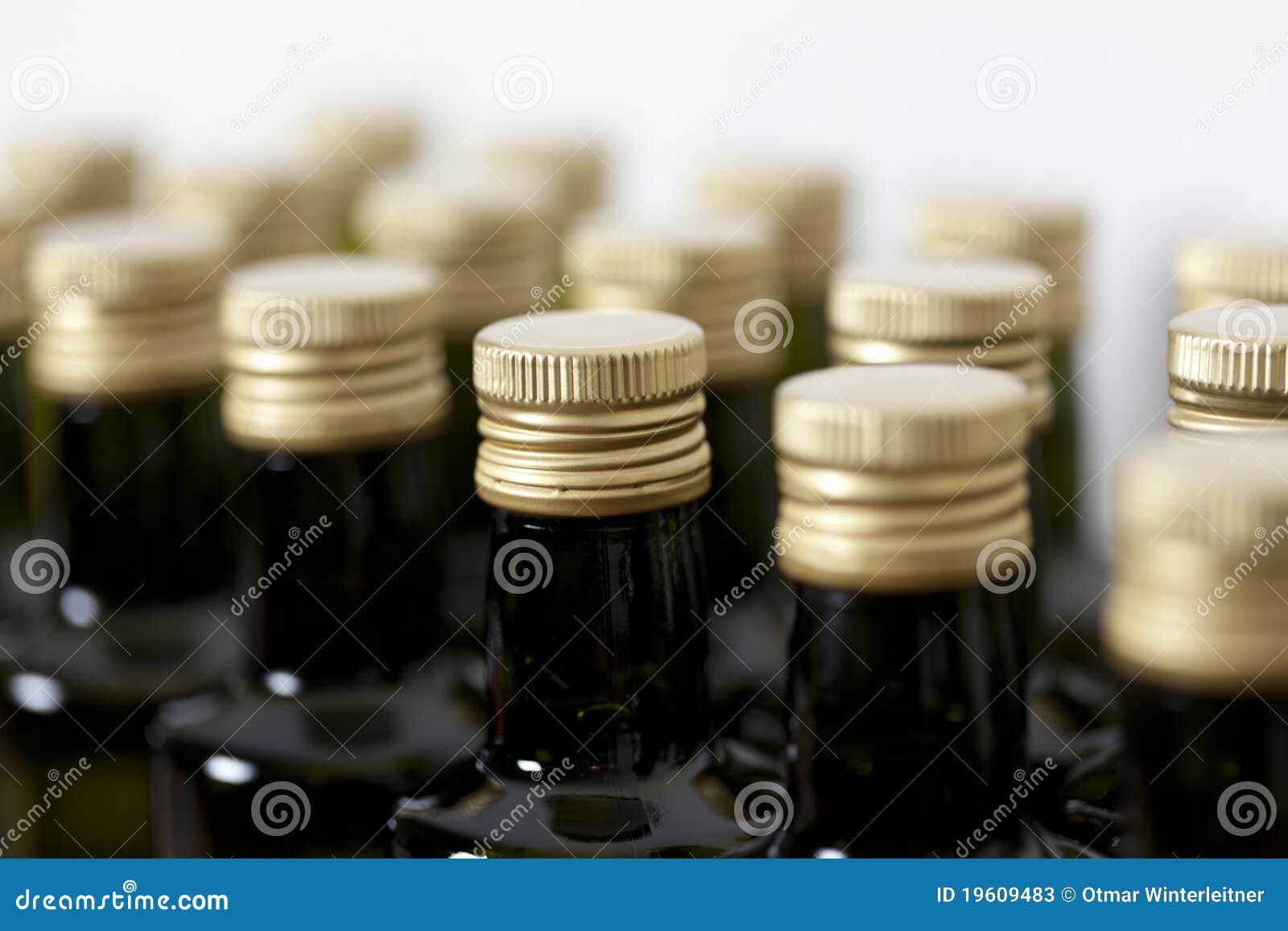 Caps on glass bottles. stock image. Image of twisted 19609483