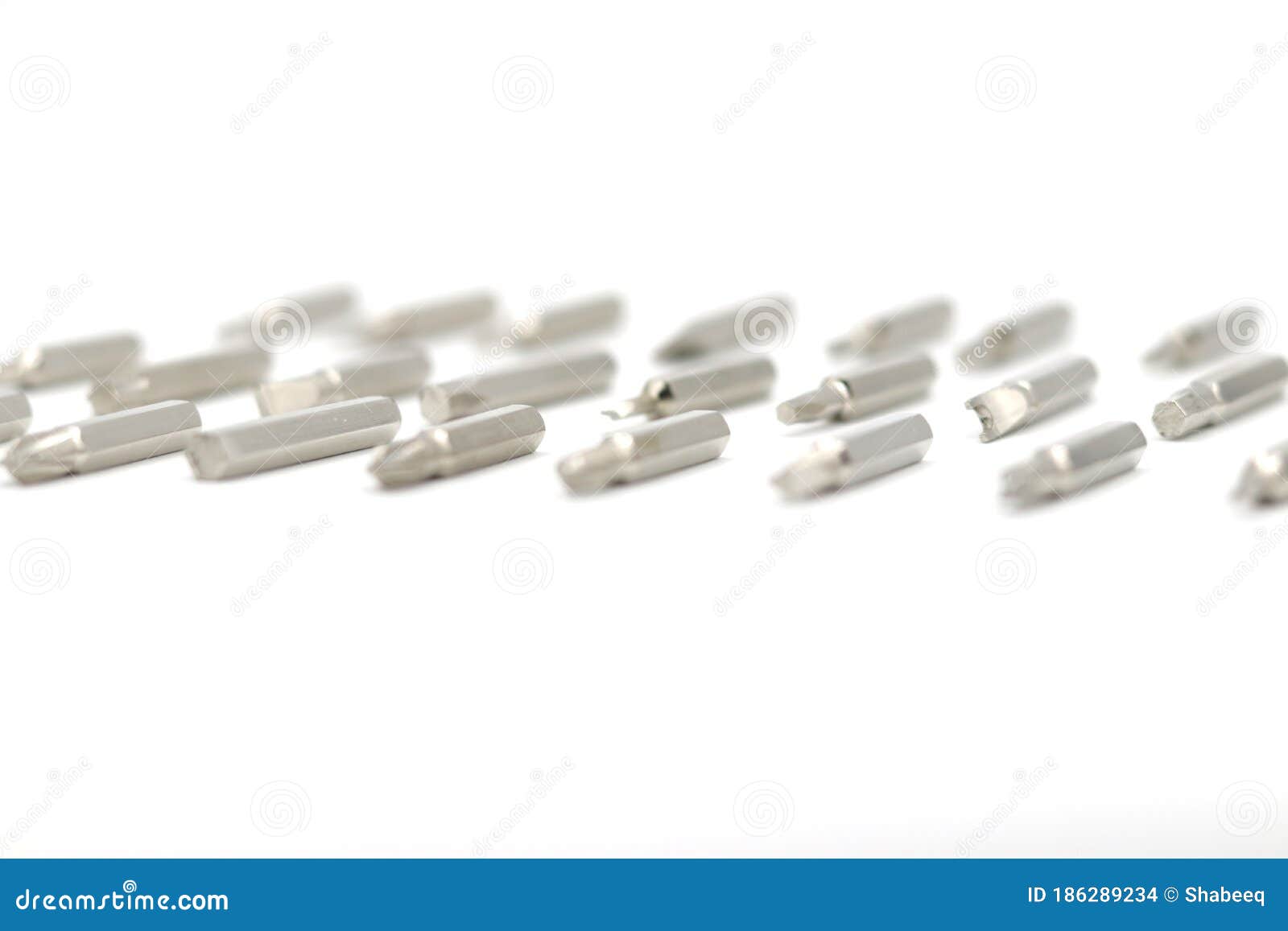 screw driver bit verities on white background