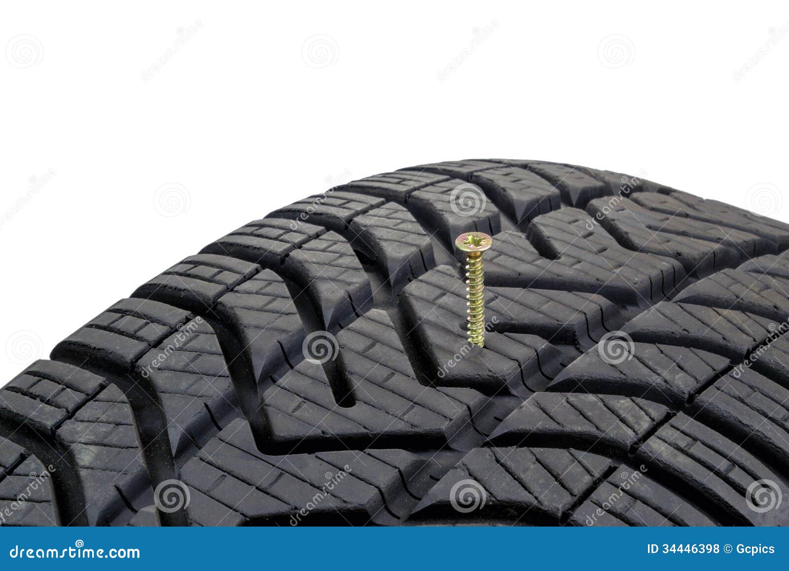 A stuck in a car tyre stock photo. Image of damaged, abstract 34446398