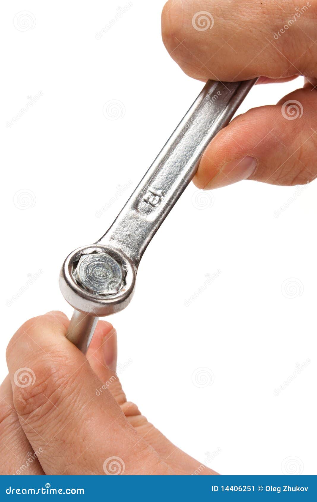With a wrench stock image. Image of hands, chrome, bolt 14406251