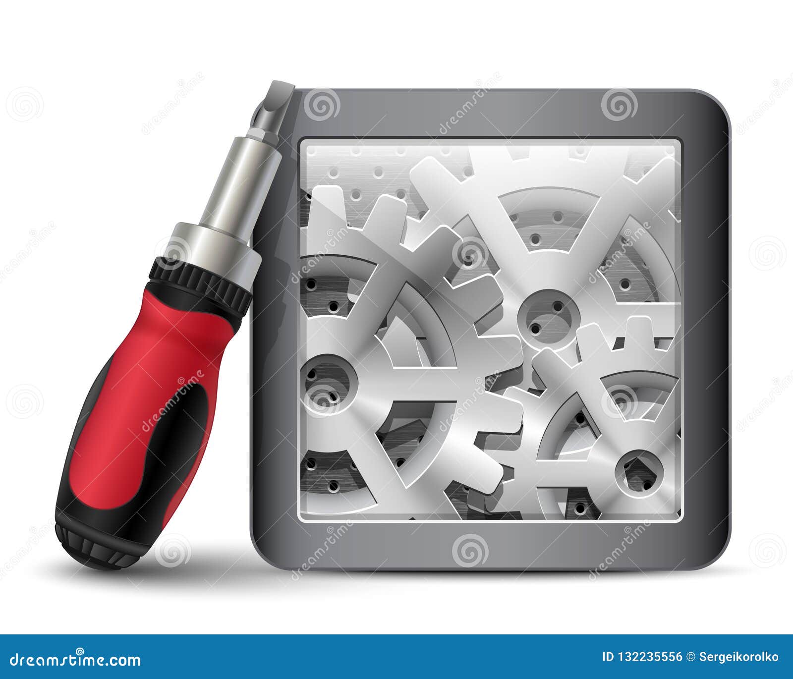 Screwdriver with Gearbox. Vector Illustration Stock Vector