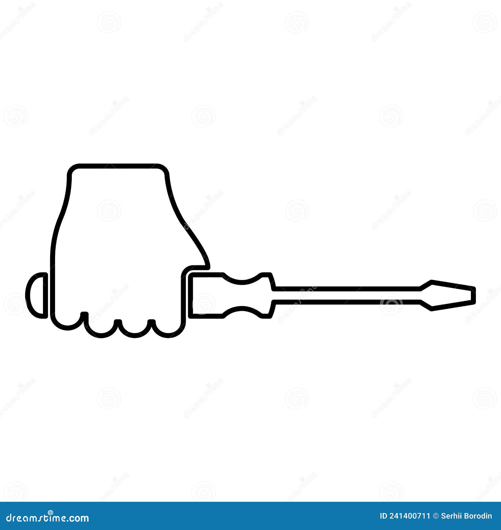 Screwdriver in Hand Contour Outline Line Icon Black Color Vector ...