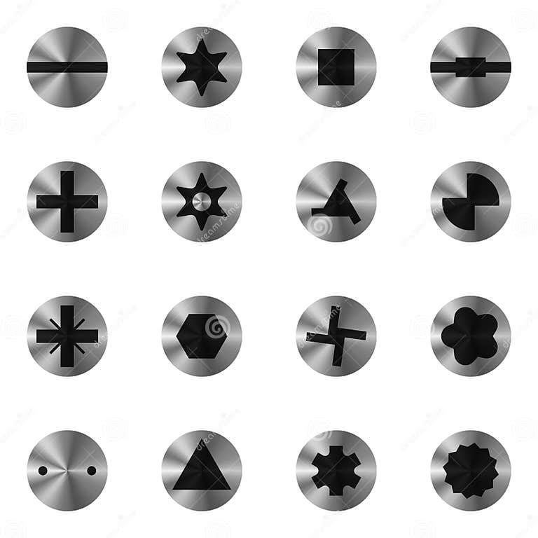 Screwdriver Head Types Set. Stock Vector Illustration of professional, silhouette 136680320