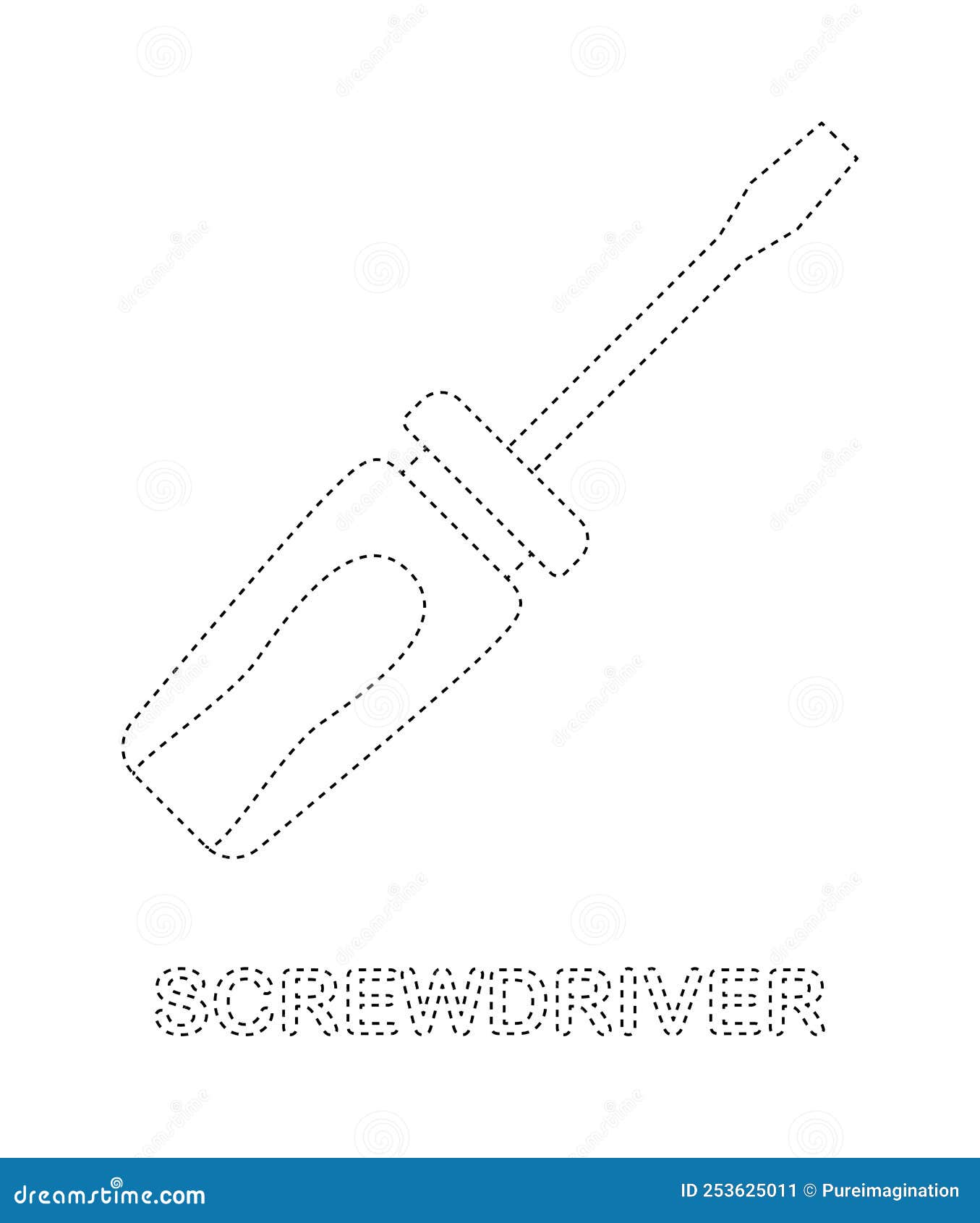 Screwdriver Tracing Worksheet for Kids Stock Vector Illustration of