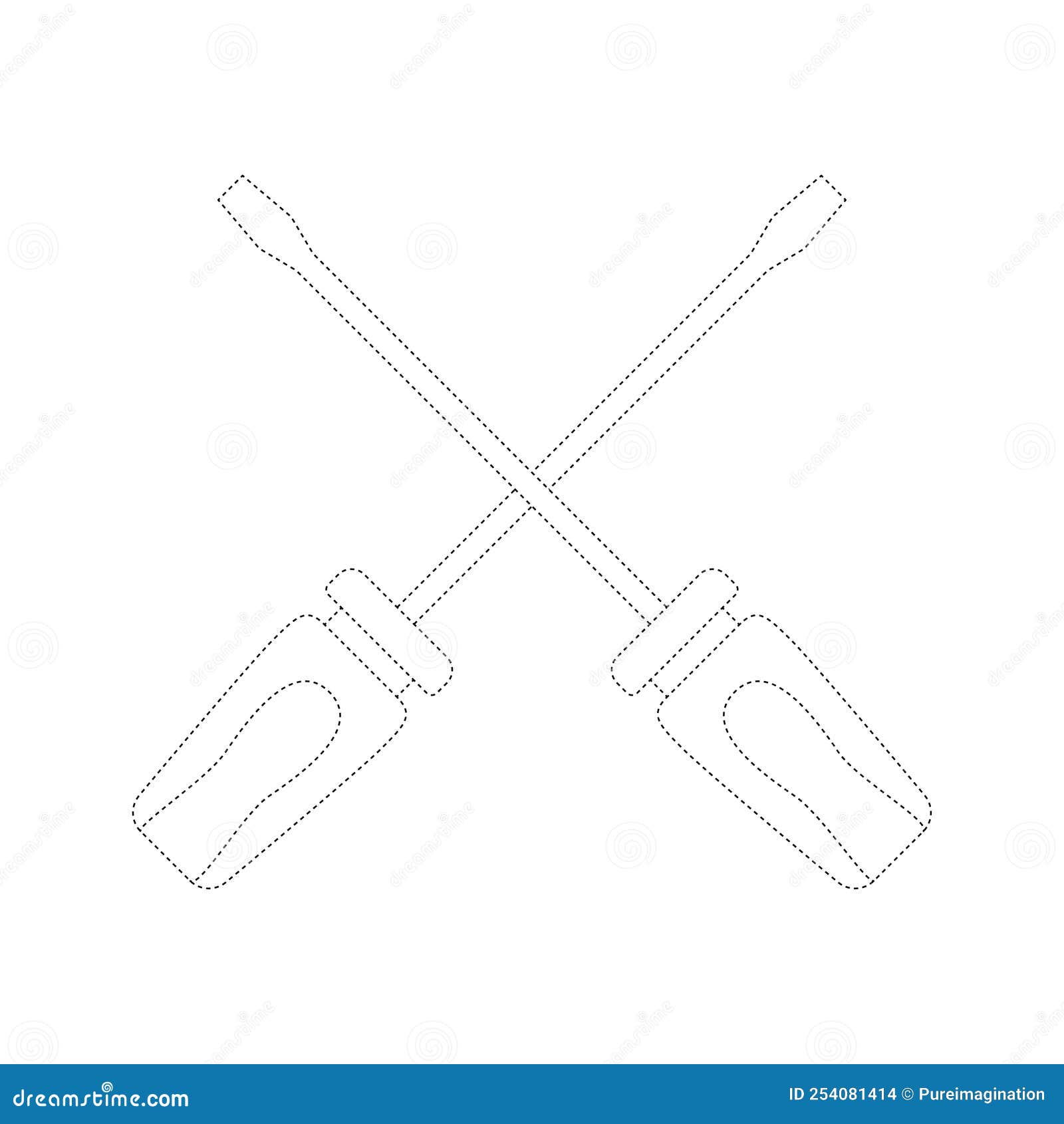 Screwdriver Tracing Worksheet for Kids Stock Vector Illustration of