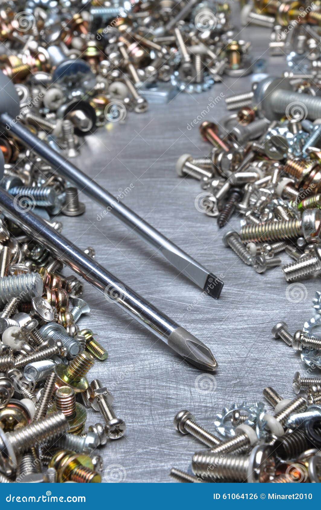 Screwdrivers and Hardware Bolts Nuts Washers Screws Stock Photo Image
