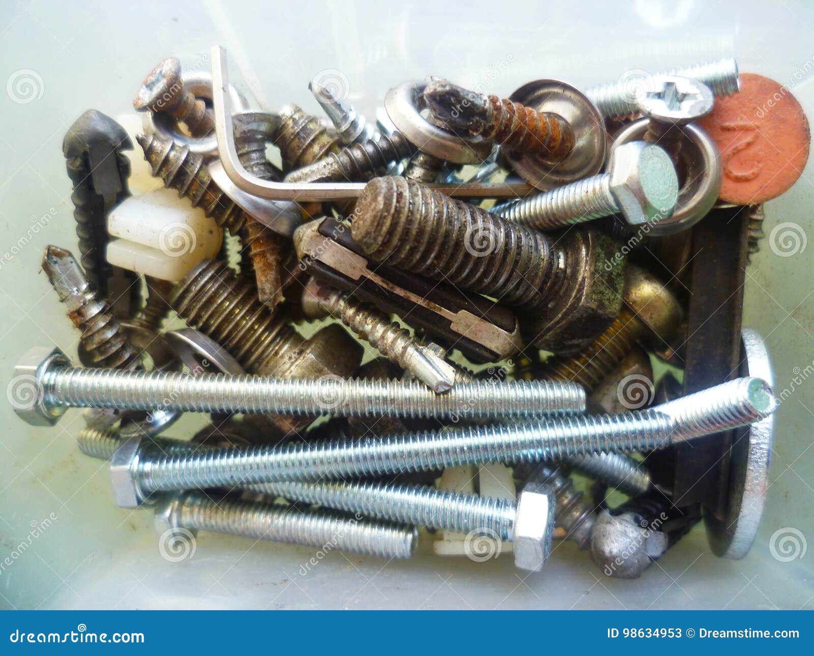 Screws, Bolts, Nuts and Washers in the Garage Stock Image Image of