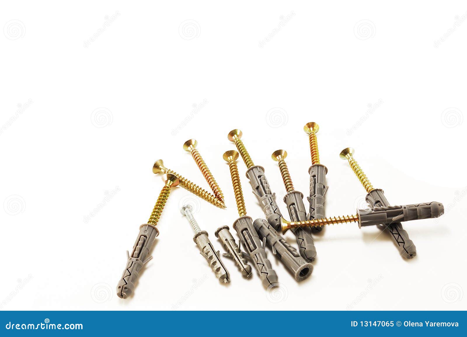 Screws with dowels stock image. Image of sheet, white 13147065
