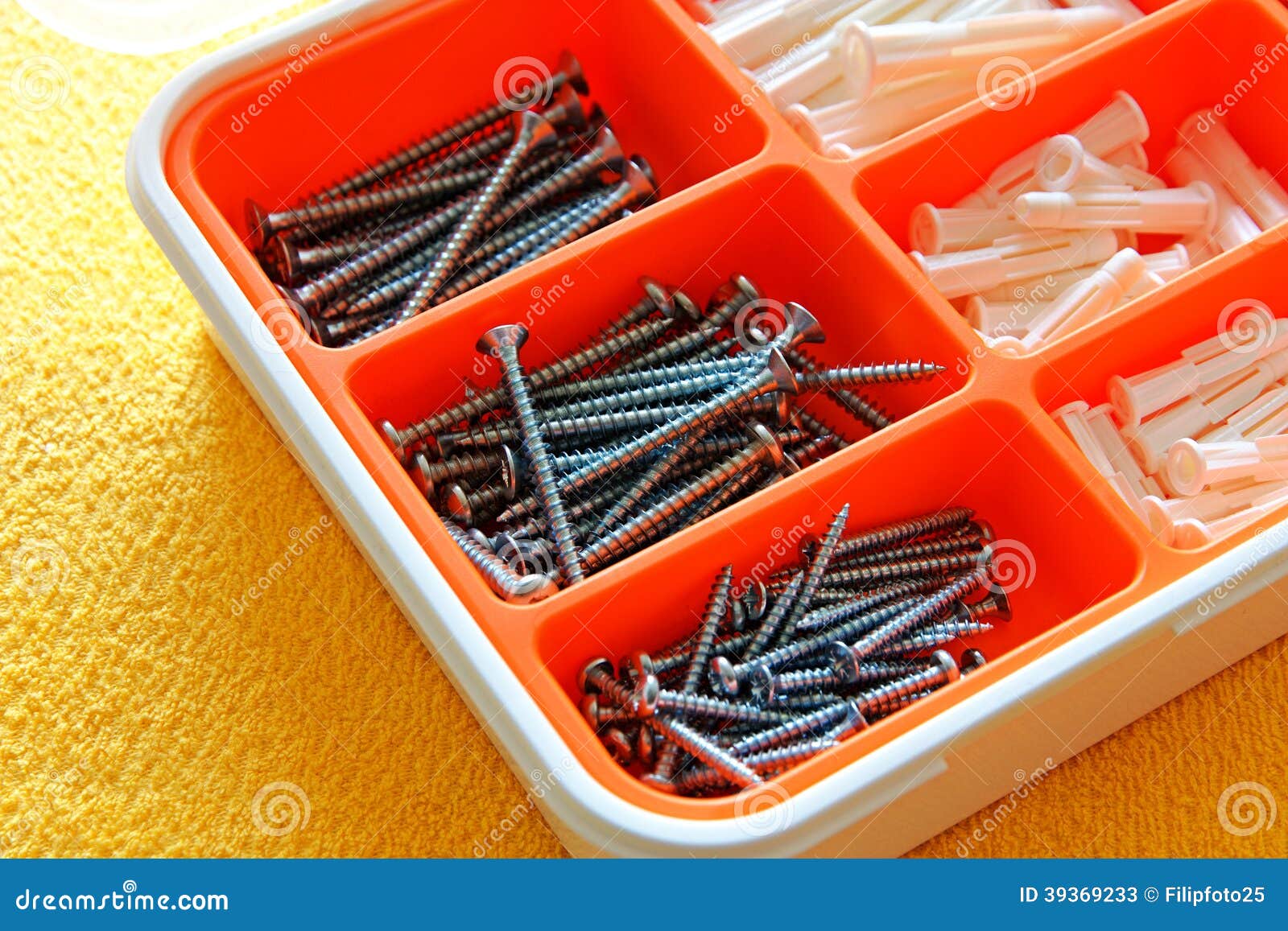 Screws and dowels stock image. Image of metallic, household 39369233