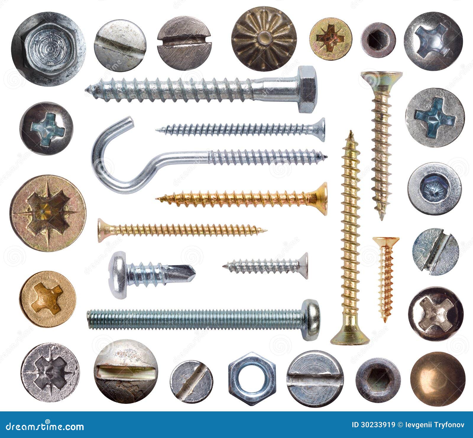 Screws and nail stock image. Image of copper, circle 30233919