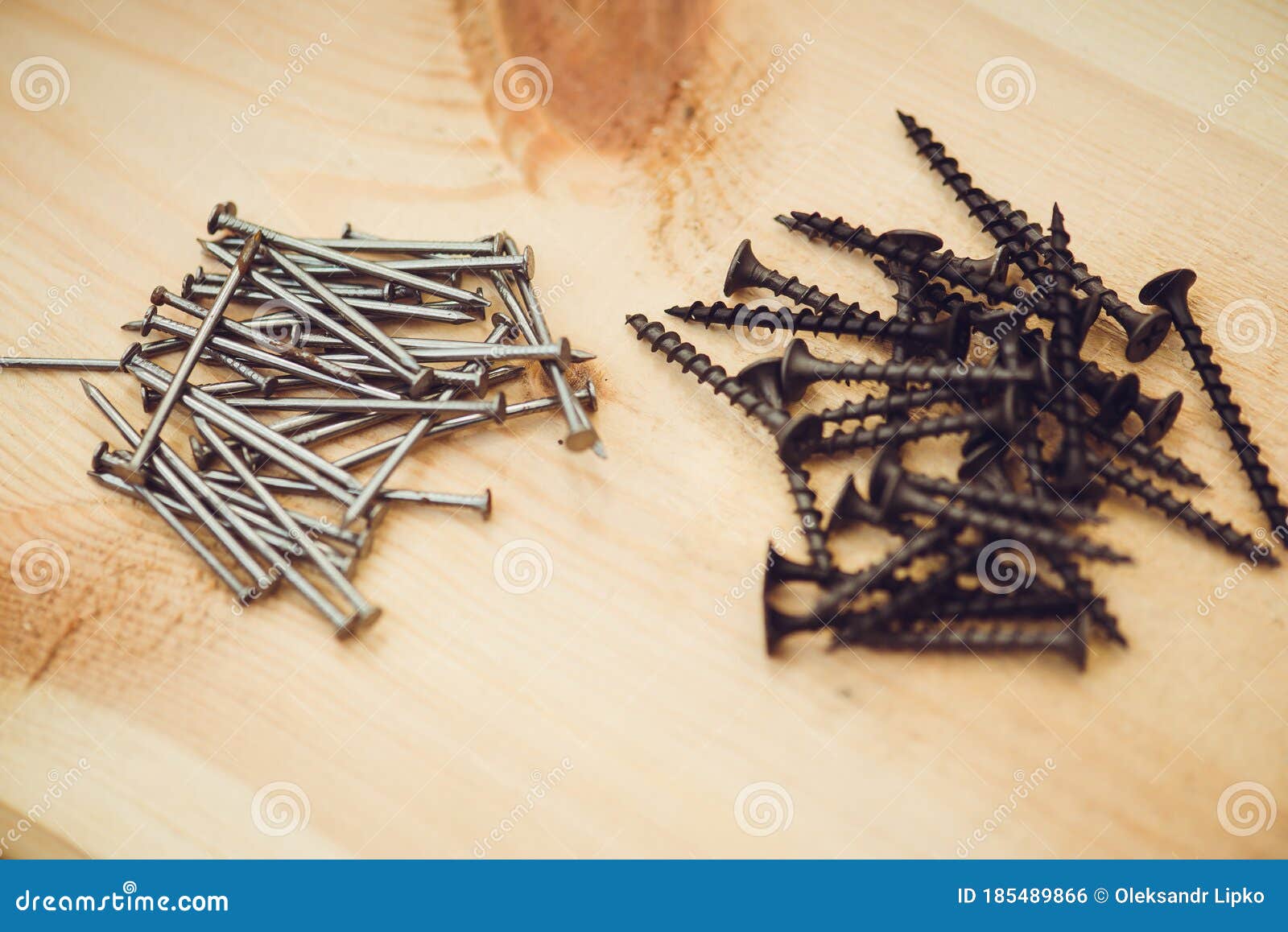 Screws, Nails, Bolts Srt on the Wooden Table Stock Photo Image of