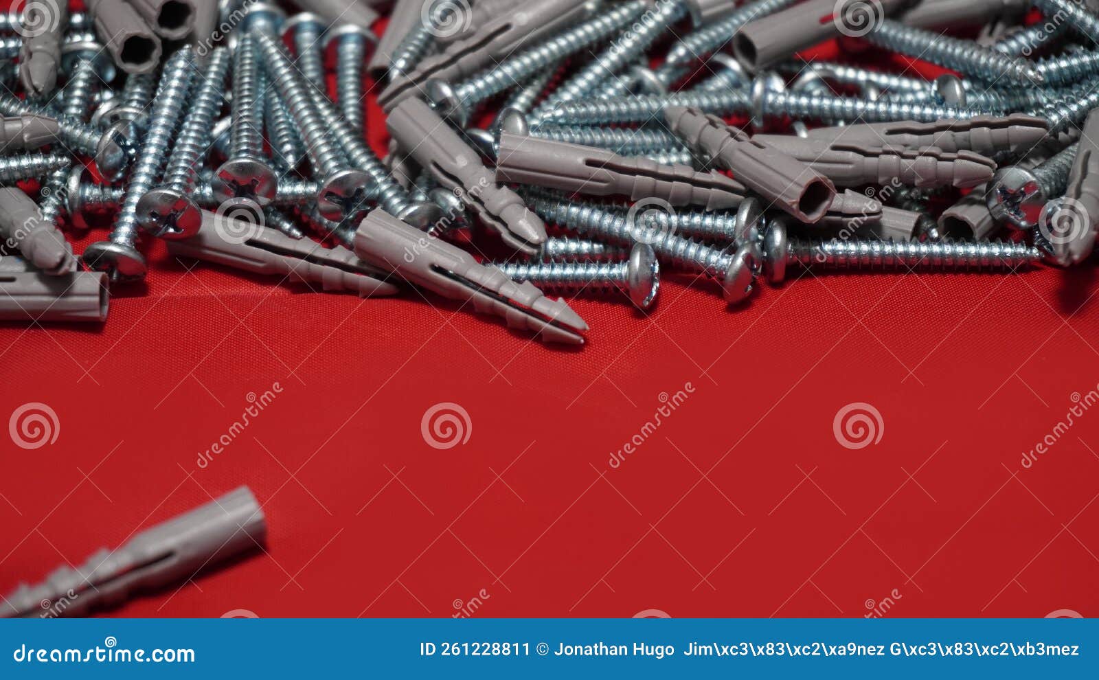 Screws and Plastic Dowels Top Side Stock Image Image of grey, bunch