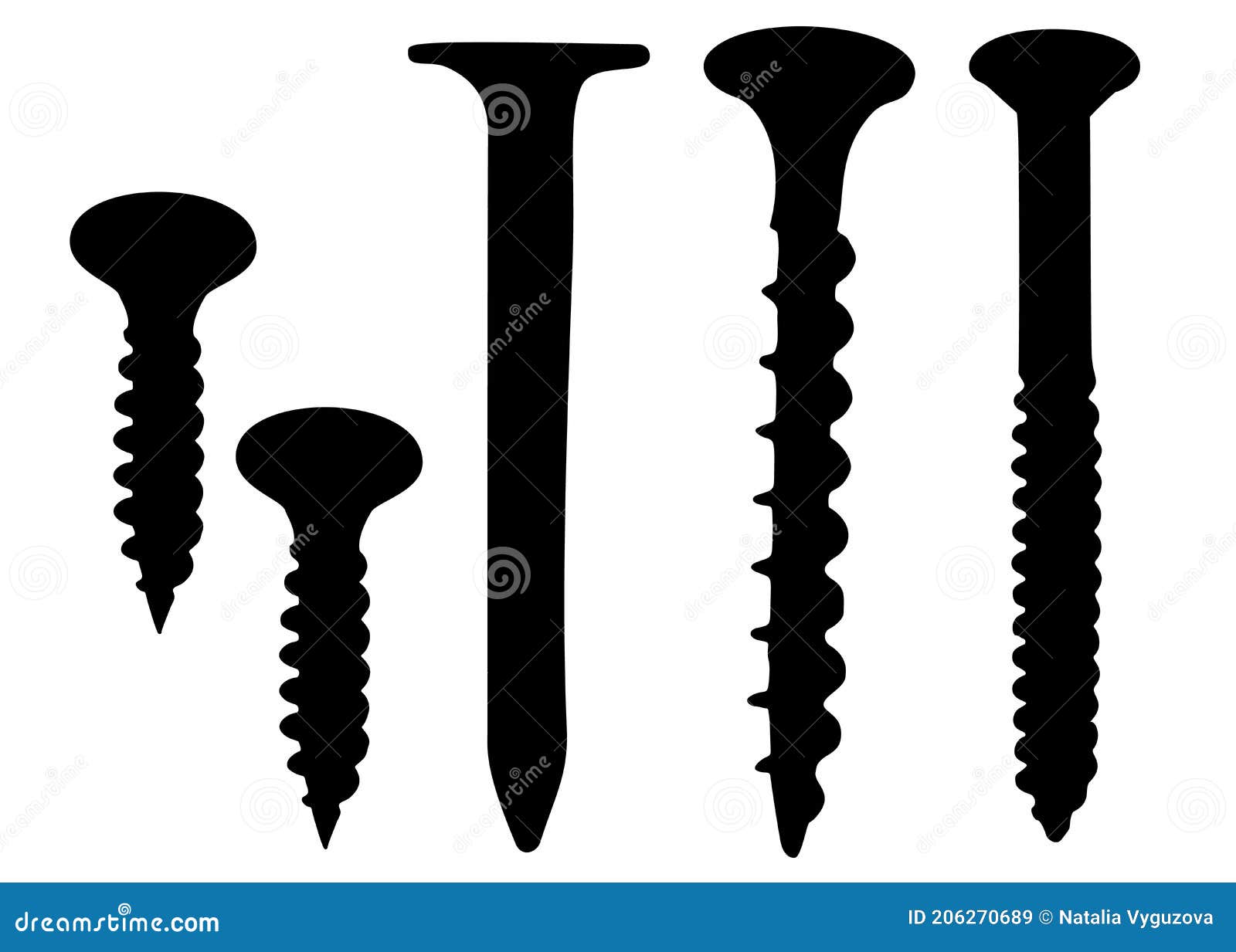 Screws and Selftapping Screws with Nails in a Set for Repair Work