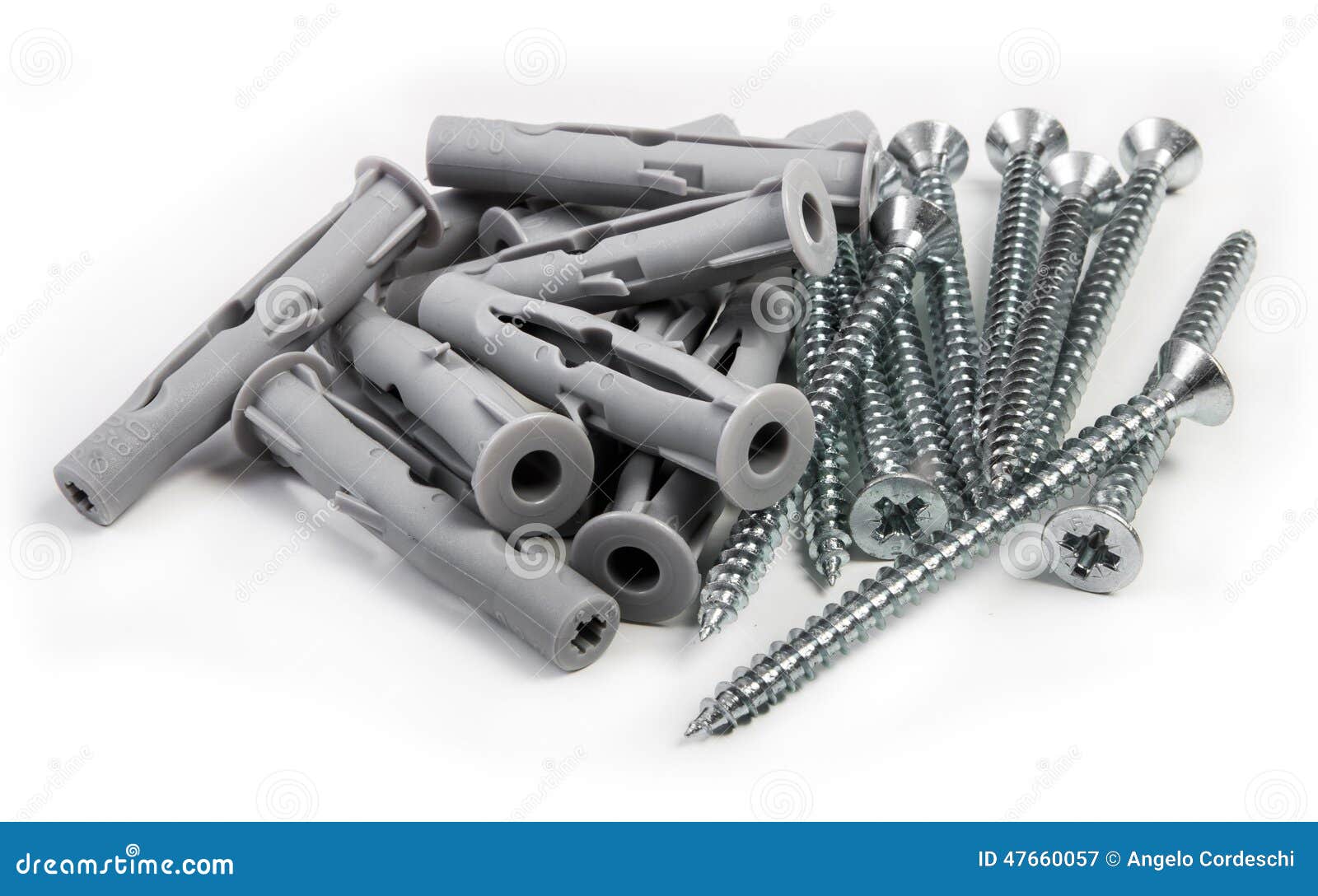 Screws and Wall Plugs Isolated on White Stock Image Image of manual