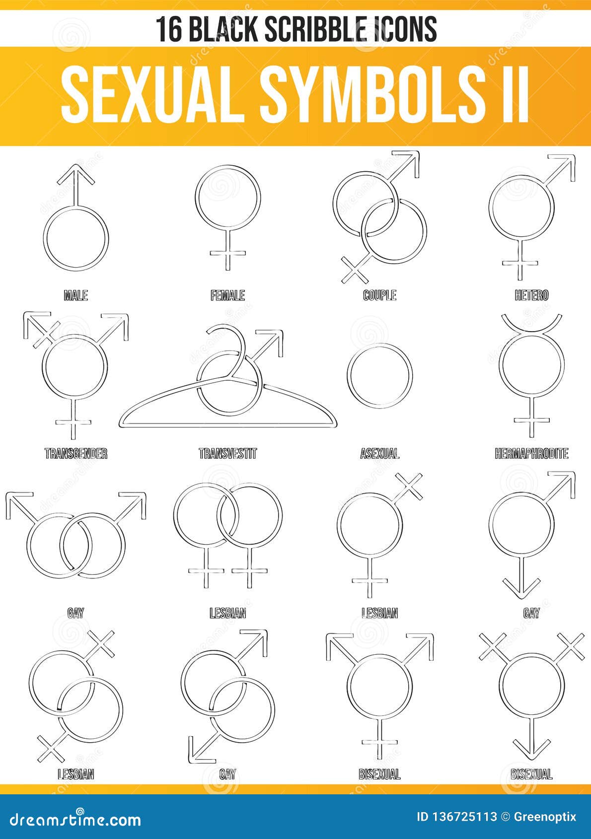 Scribble Black Icon Set Sexual Symbols II Stock Vector - Illustration ...