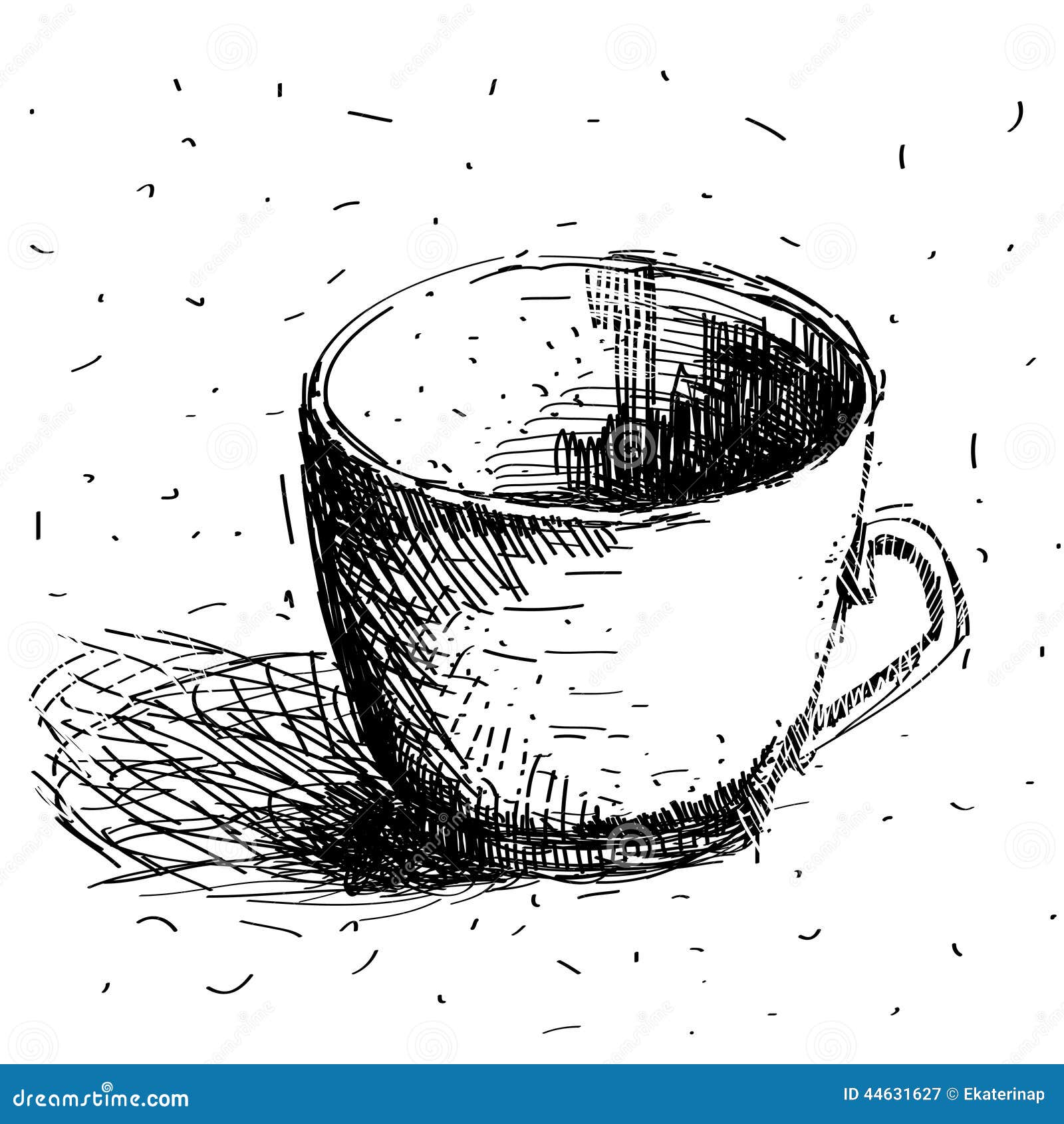 Scribble Coffee Cup Isolated On White Background. Hand Drawing Sketch ...
