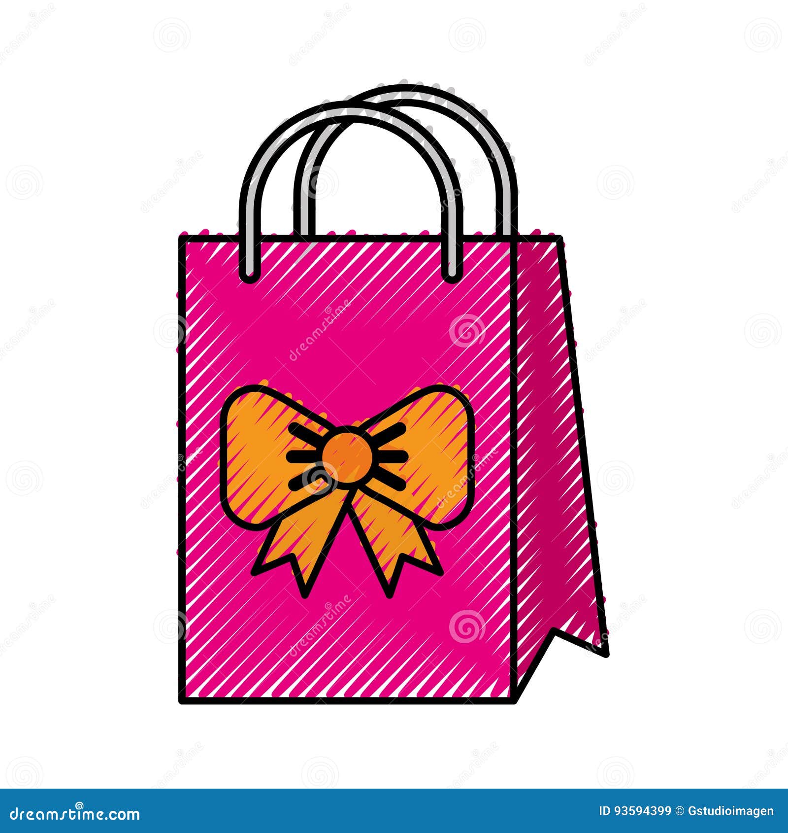 Scribble Cute Gift Bag Cartoon Stock Vector Illustration of cute