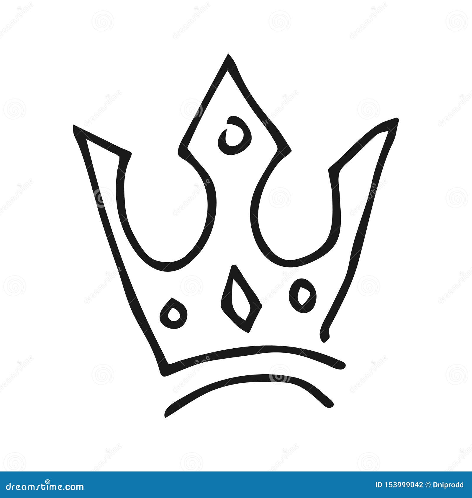 Simple Graffiti Sketch Queen or King Crown Stock Vector - Illustration ...